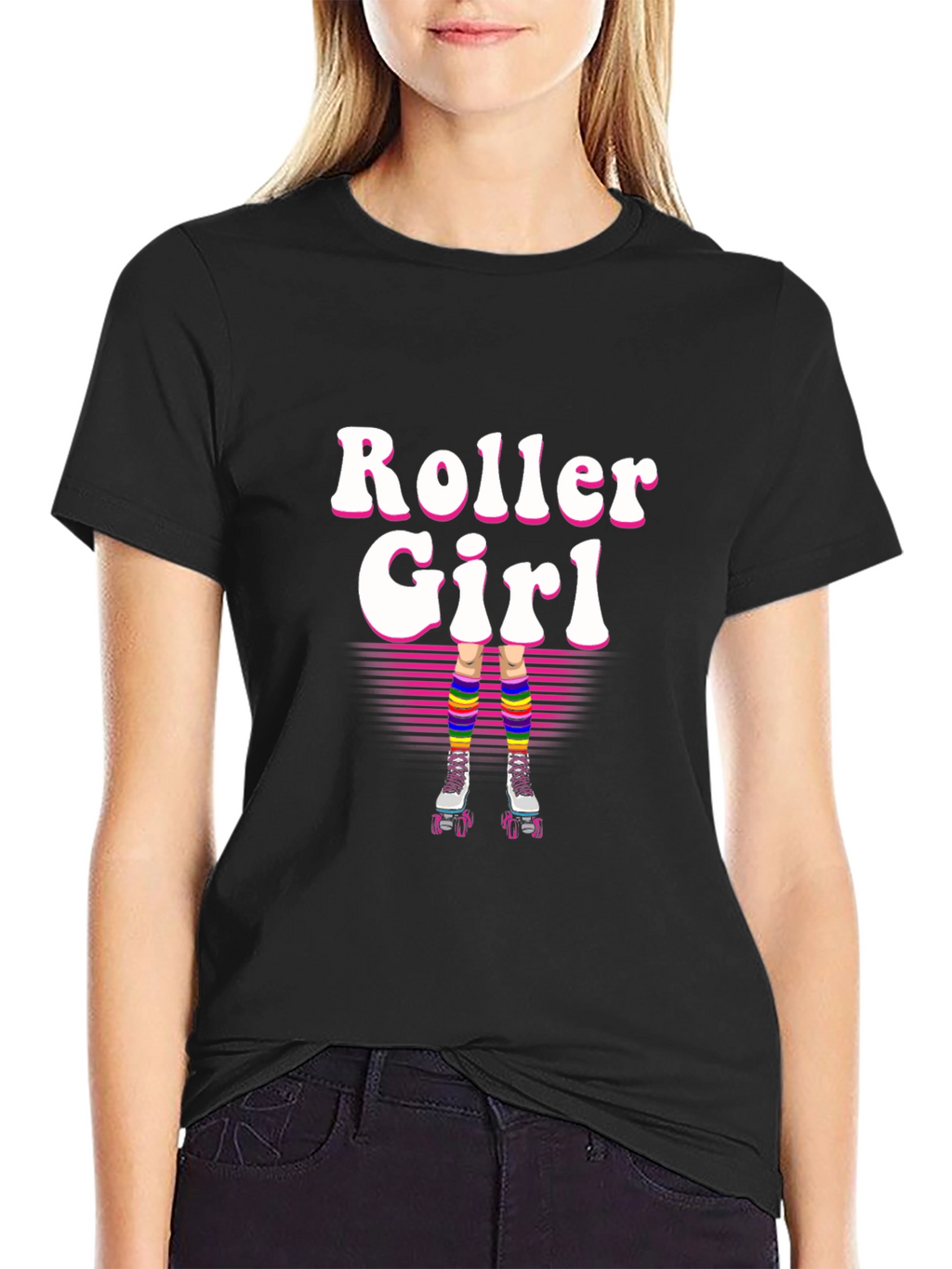 Retro Roller Girl T-Shirt - 80s Style!