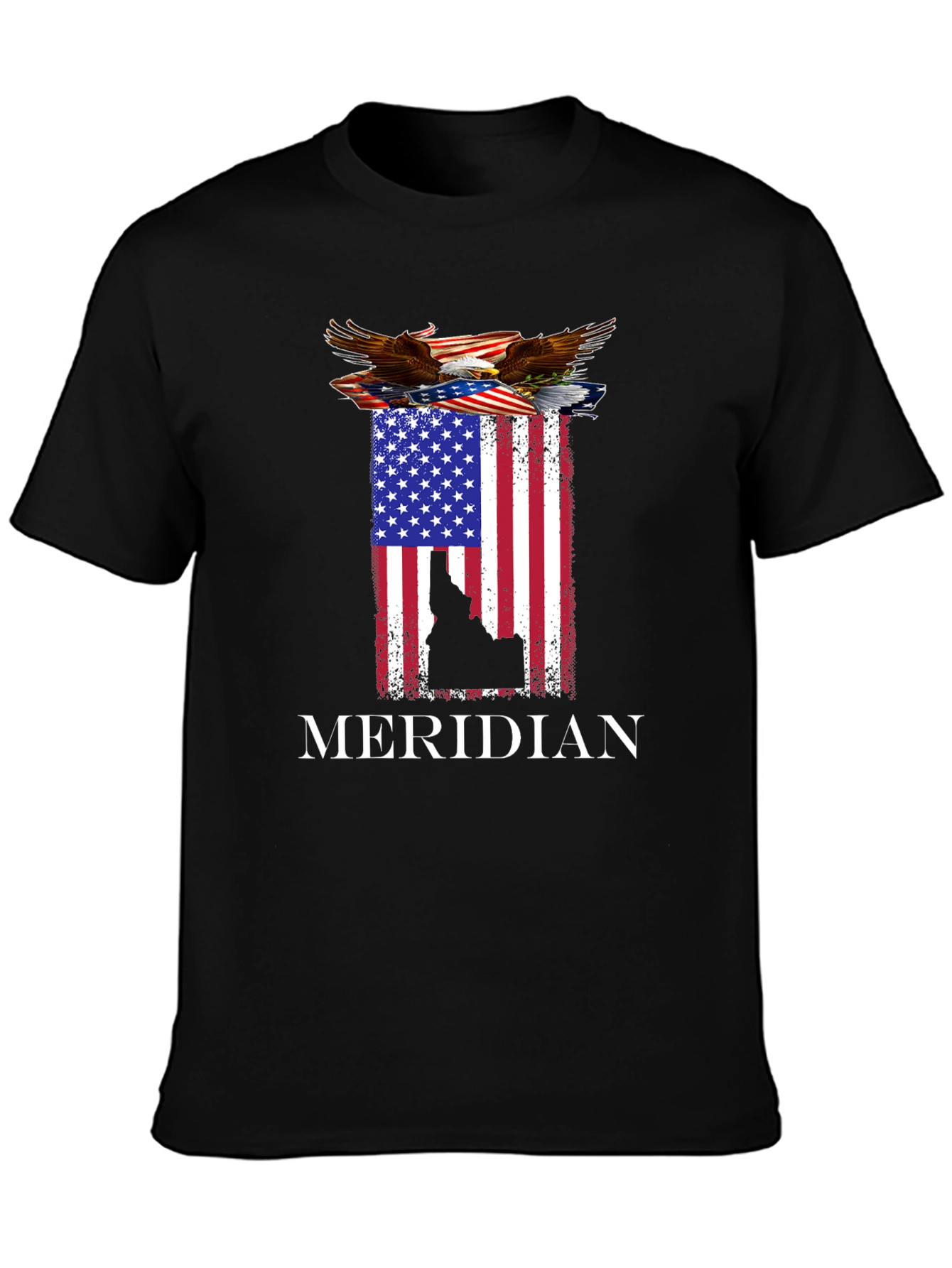 Meridian Idaho Eagle American Flag Graphic T-Shirt