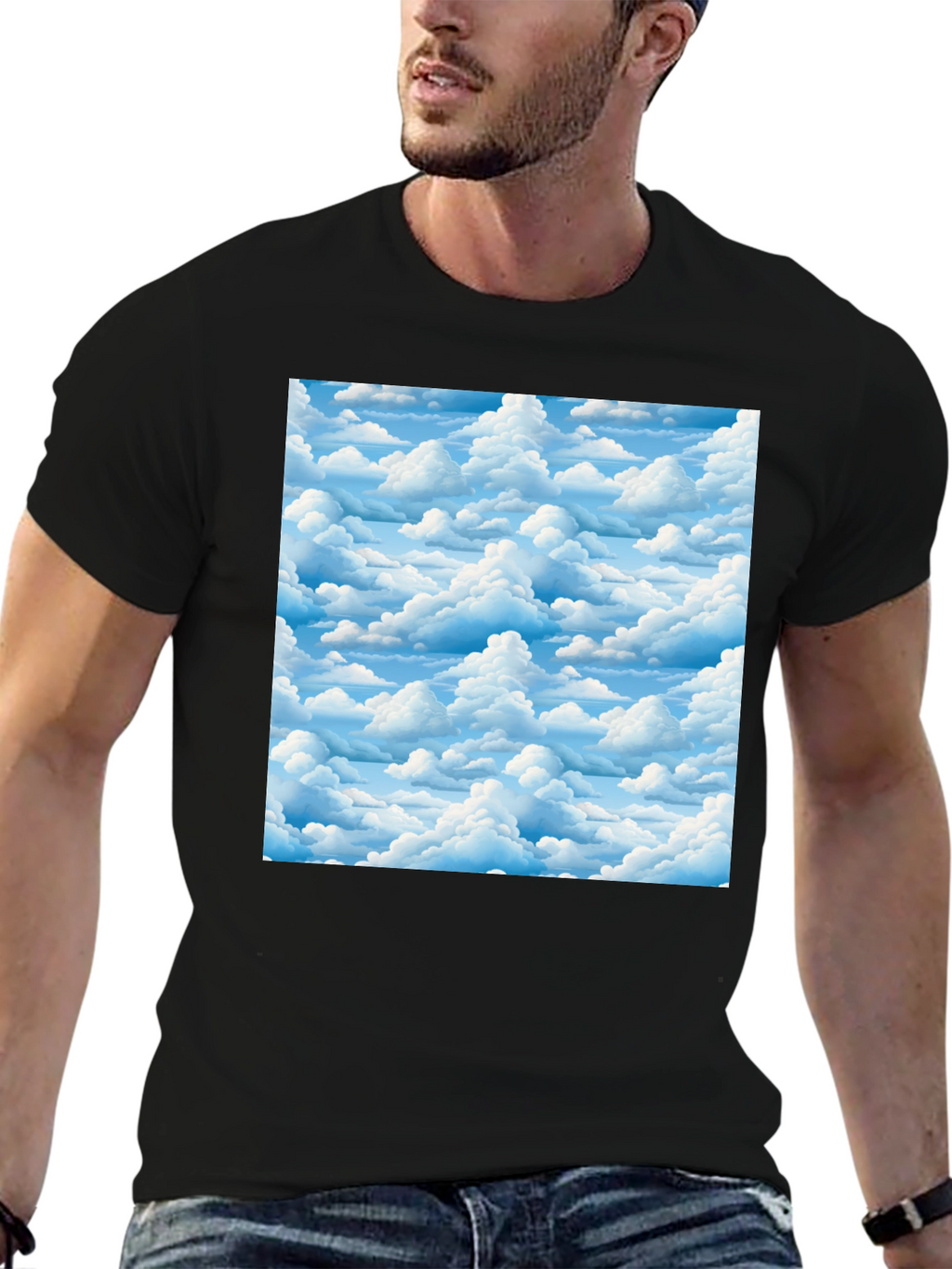 Cloudscape Print Black T-Shirt