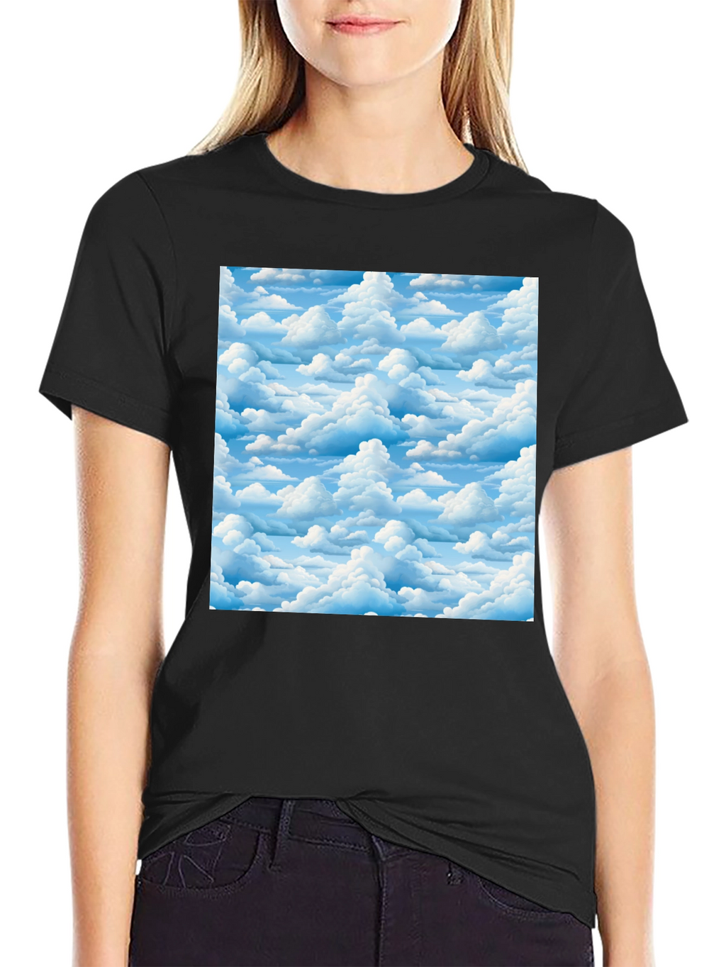 Cloudscape Print Black T-Shirt