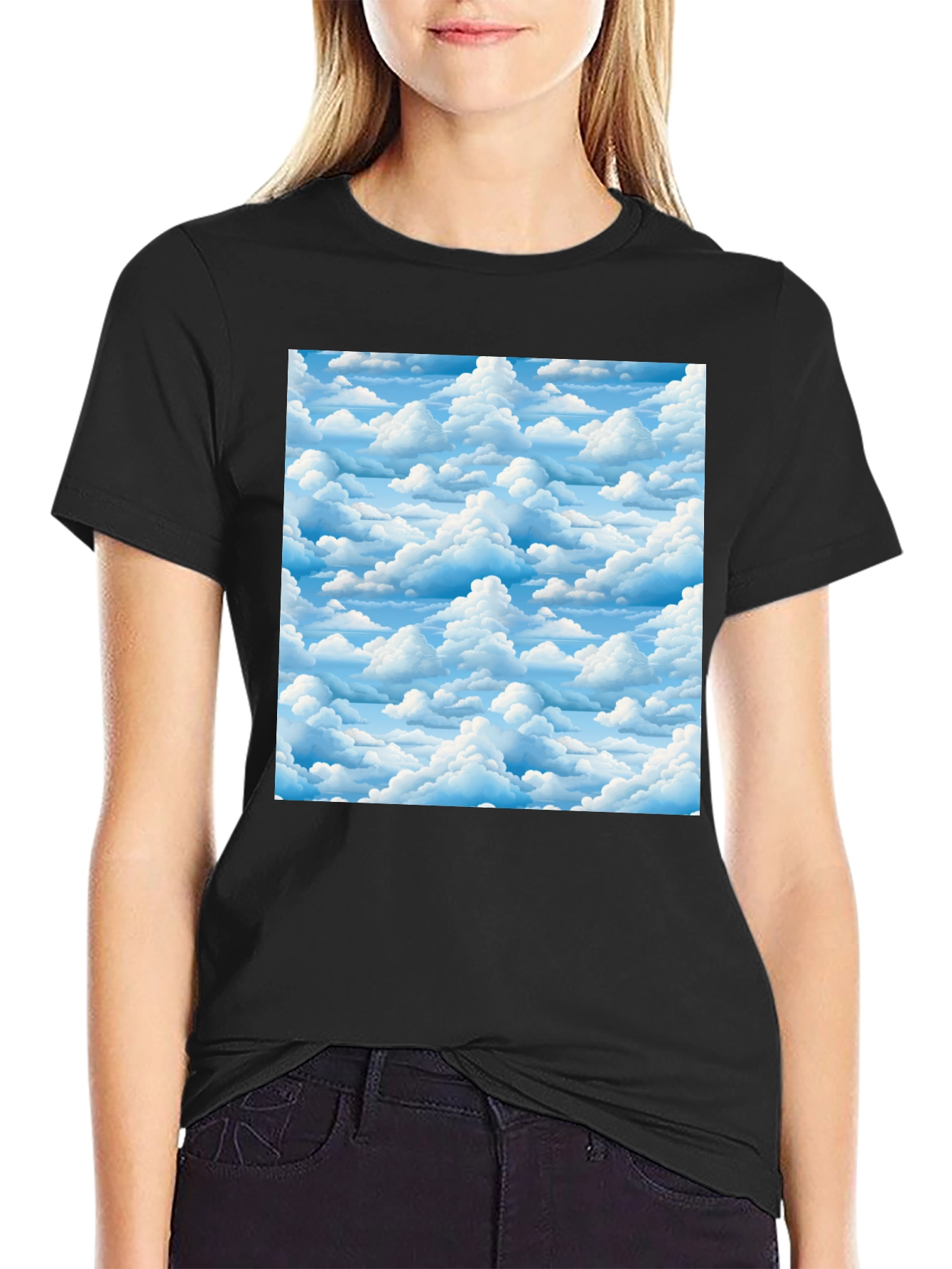 Cloudscape Print Black T-Shirt
