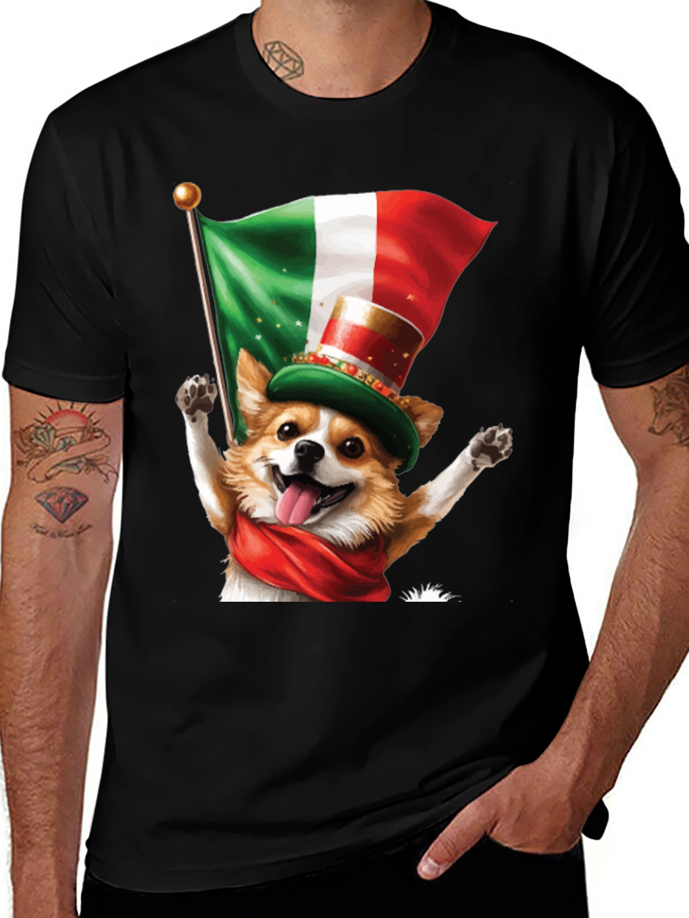 Italian Pride Dog Graphic Tee - St. Patricks Day