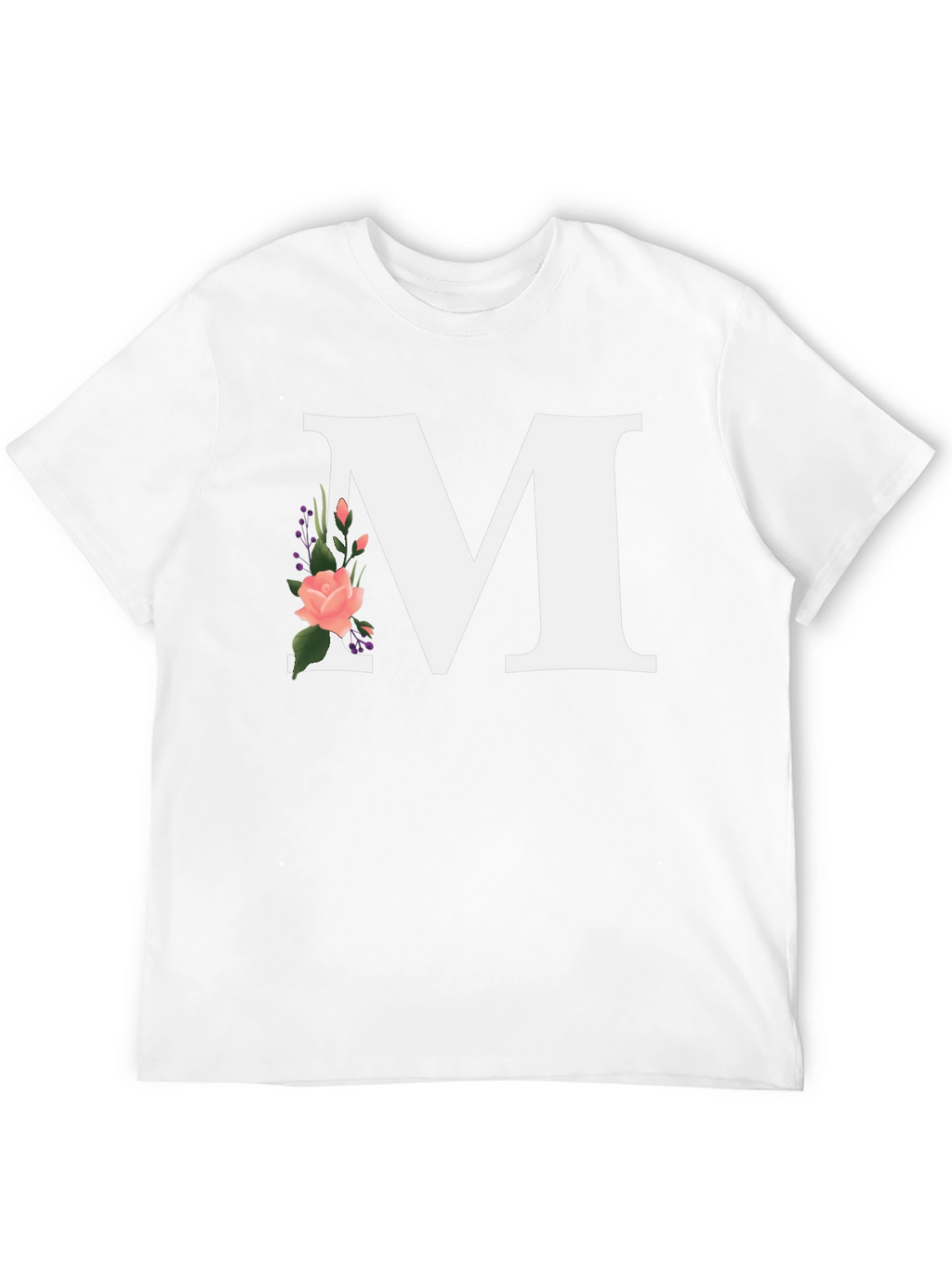 Letter M Floral Black T-Shirt