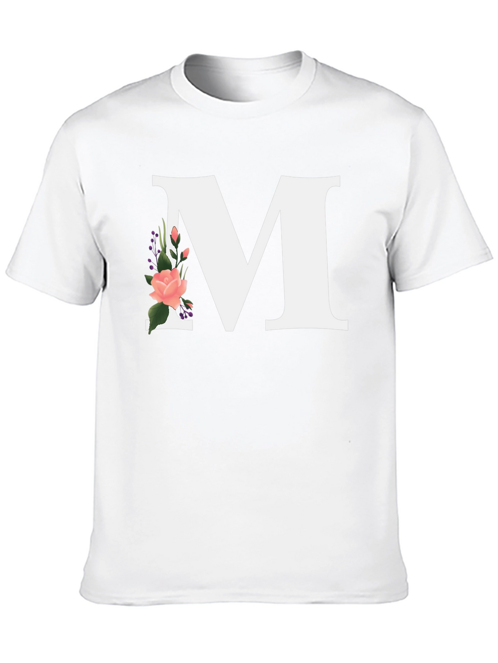 Letter M Floral Black T-Shirt