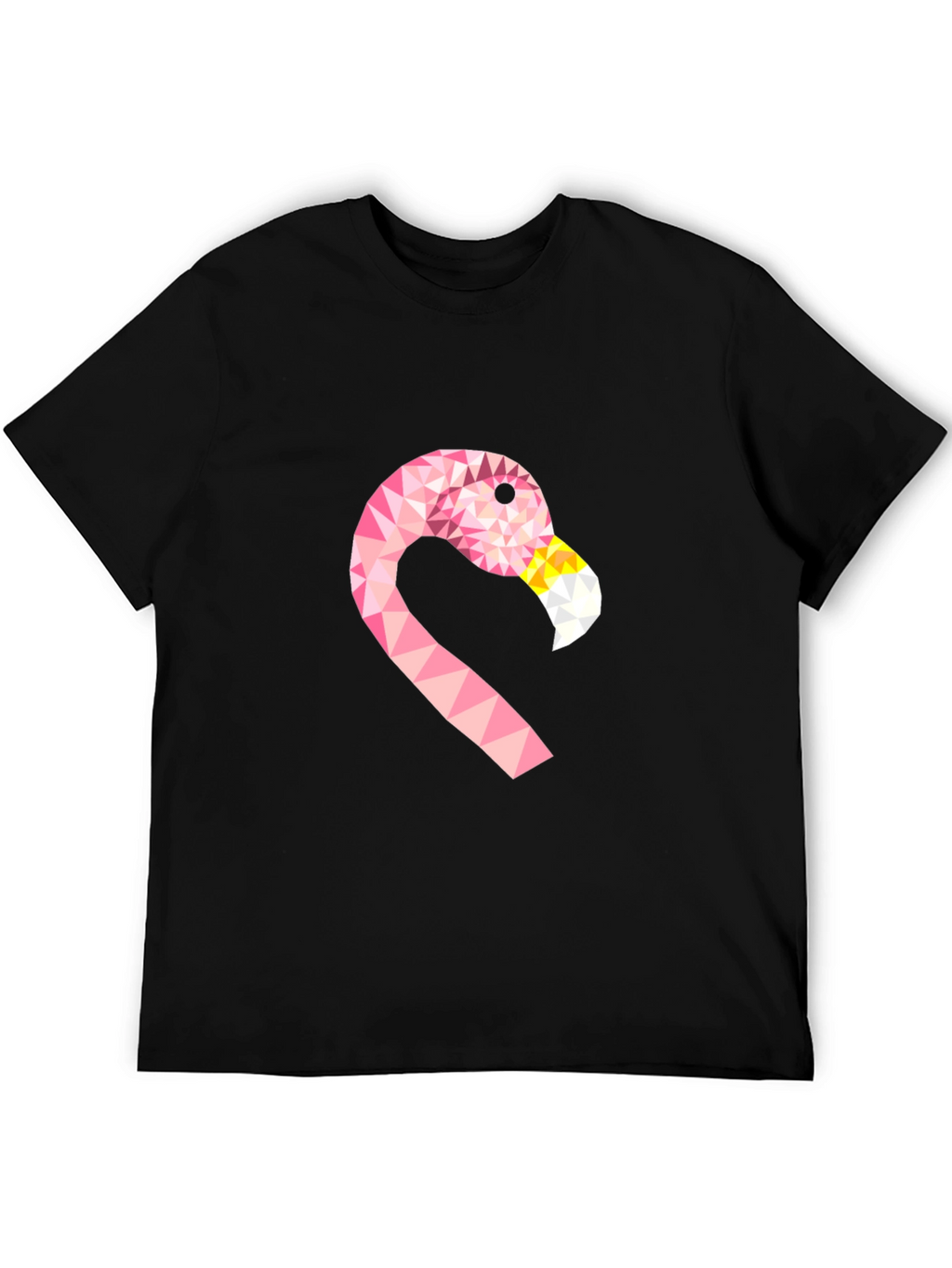 Geometric Flamingo Tee - Black Cotton Blend