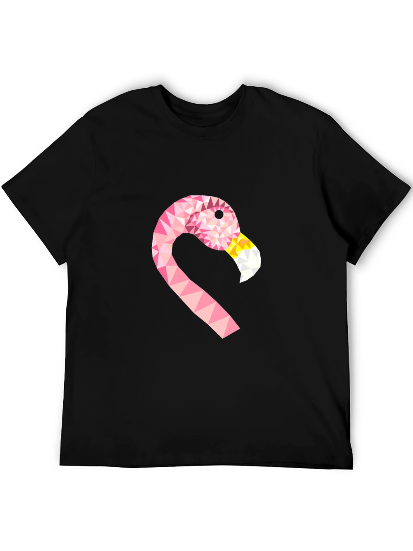 Geometric Flamingo Tee - Black Cotton Blend