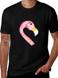 Geometric Flamingo Tee - Black Cotton Blend