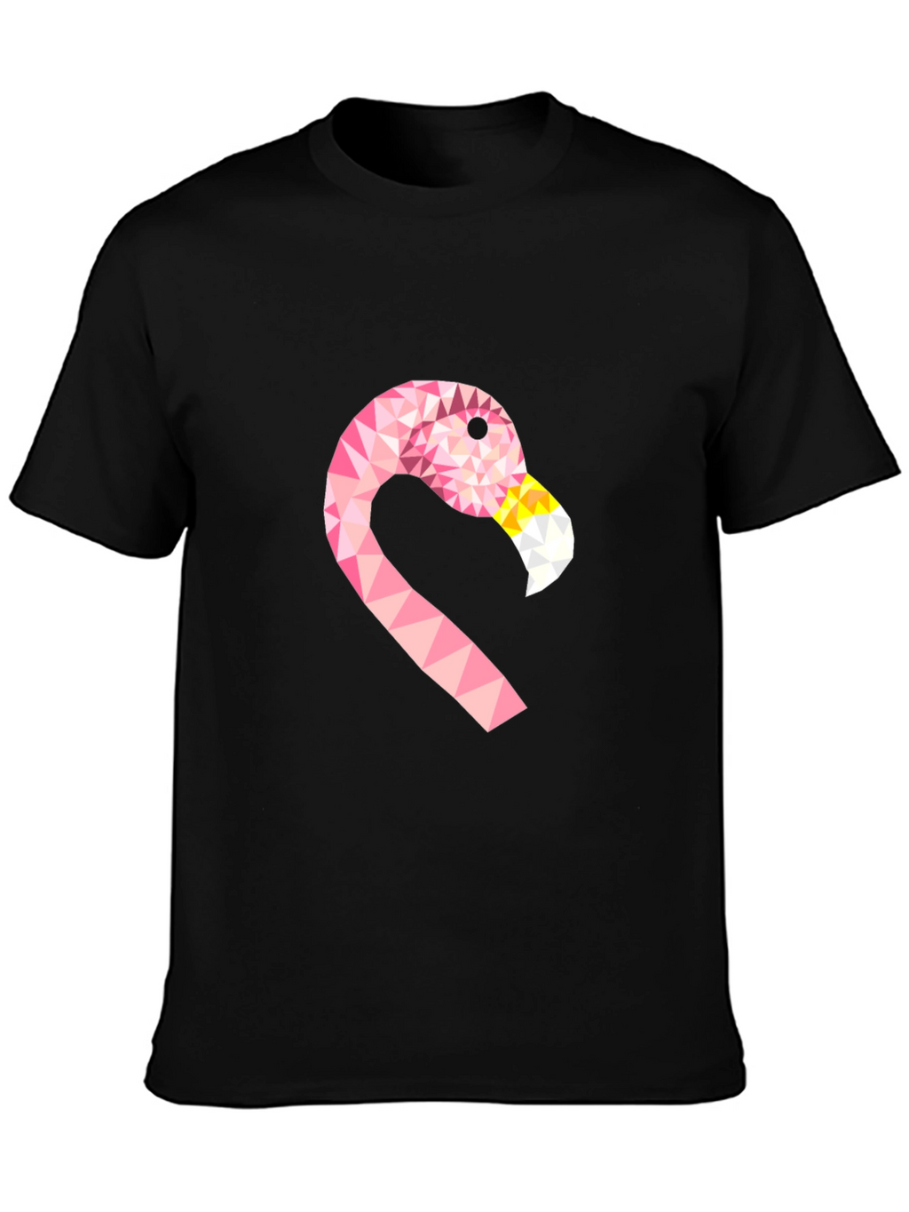 Geometric Flamingo Tee - Black Cotton Blend