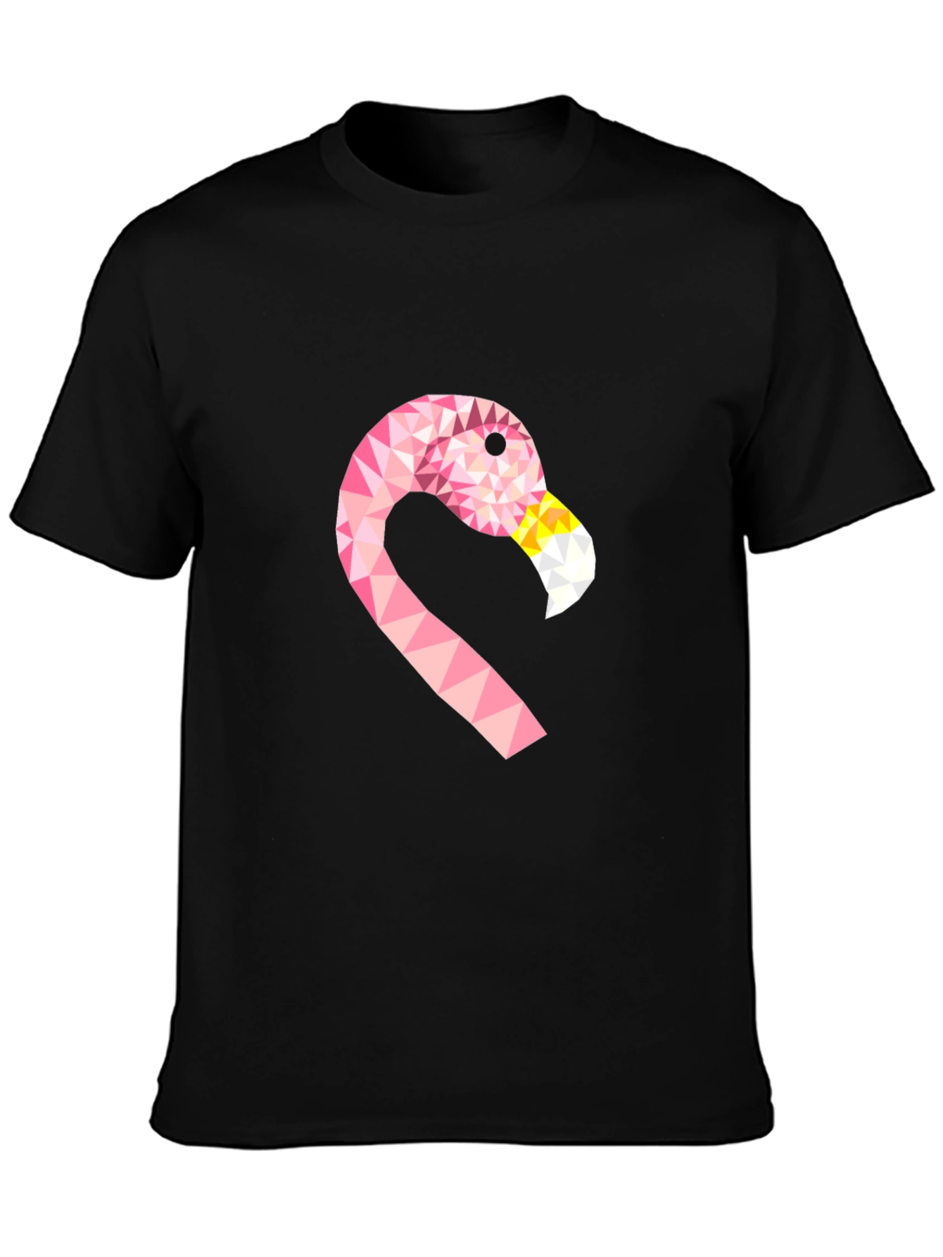 Geometric Flamingo Tee - Black Cotton Blend