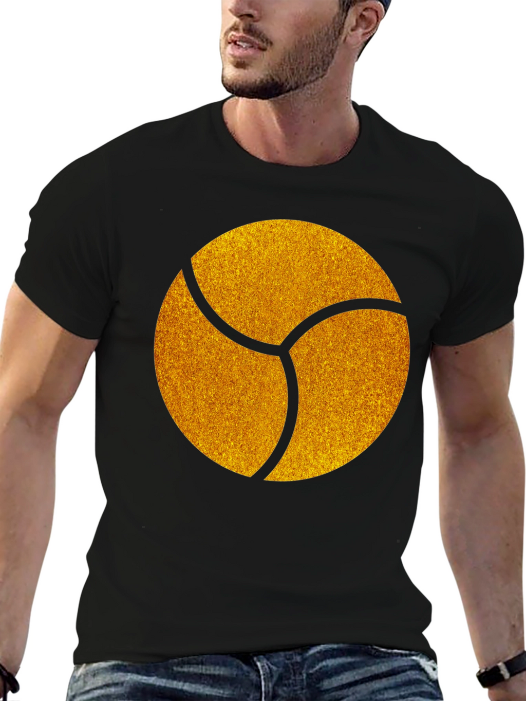 Graphic Tee - Gold Trefoil Design - Black