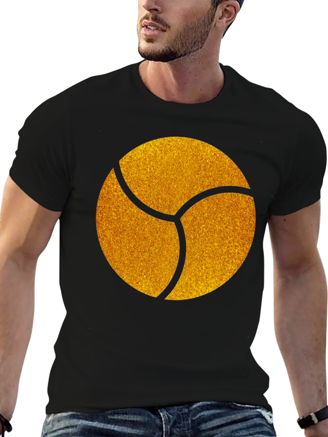 Graphic Tee - Gold Trefoil Design - Black