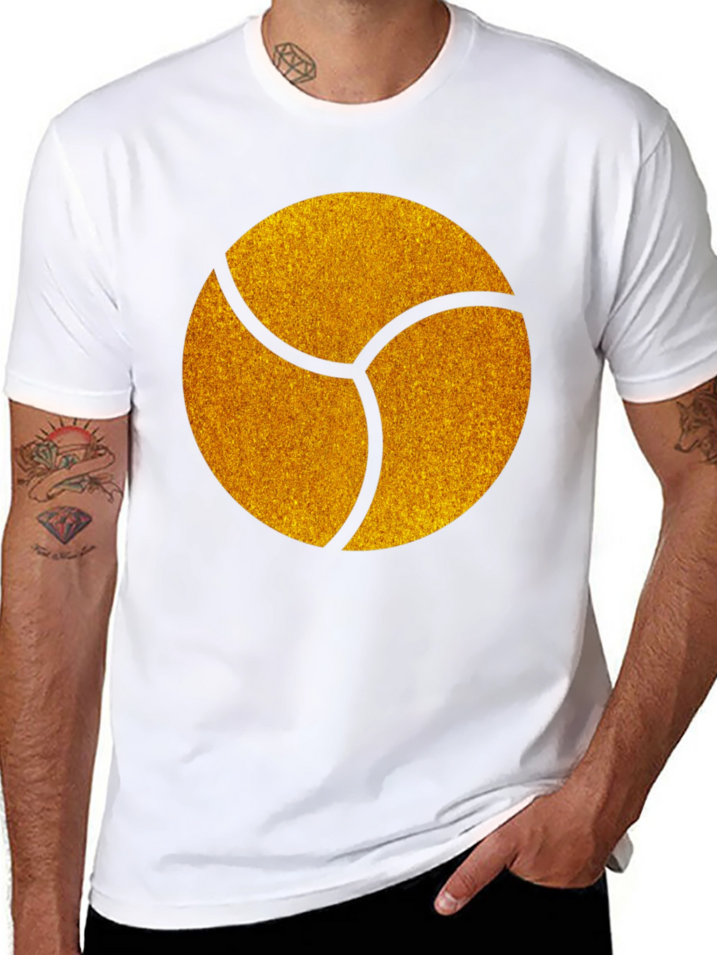 Graphic Tee - Gold Trefoil Design - Black