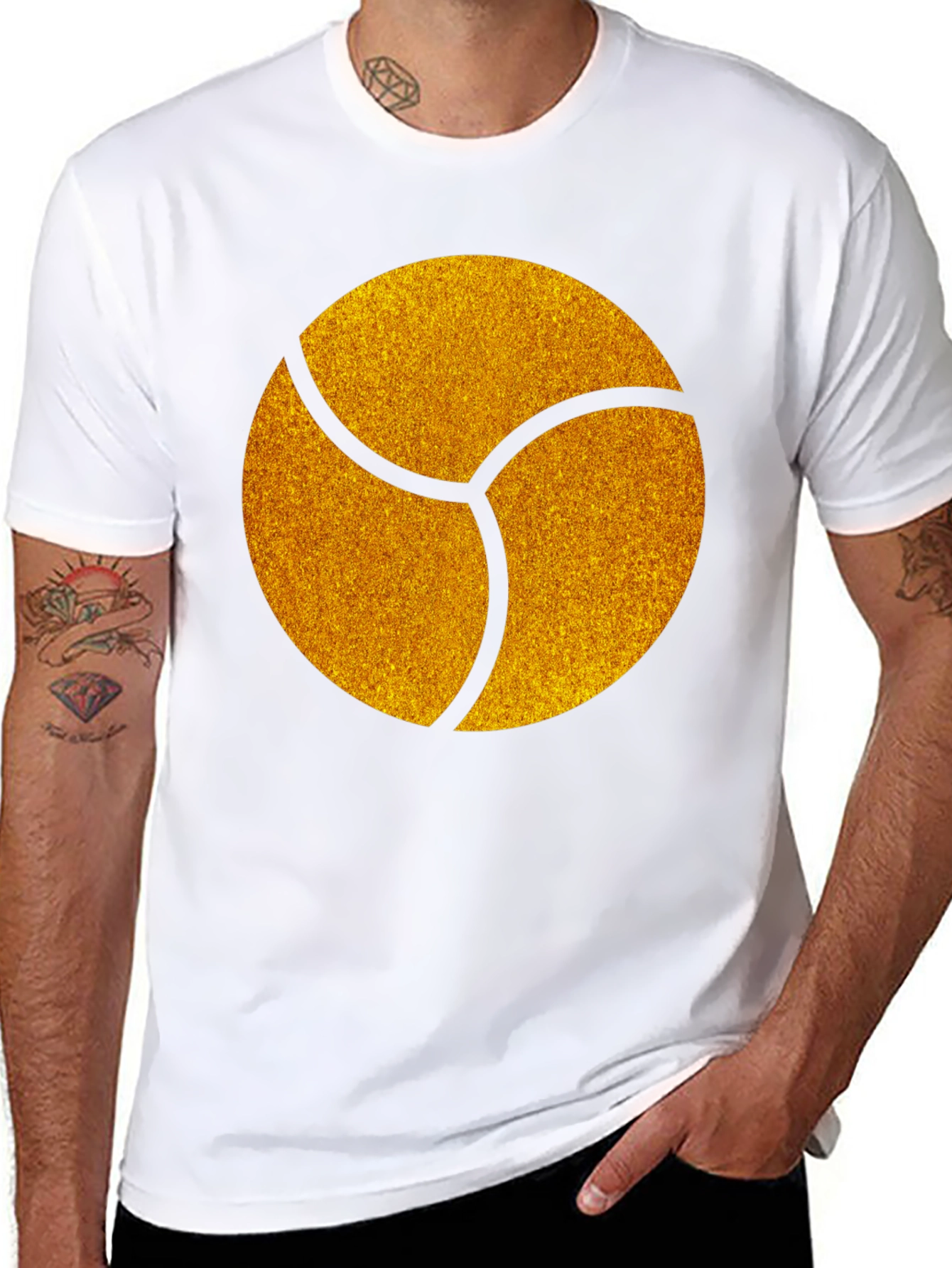 Graphic Tee - Gold Trefoil Design - Black