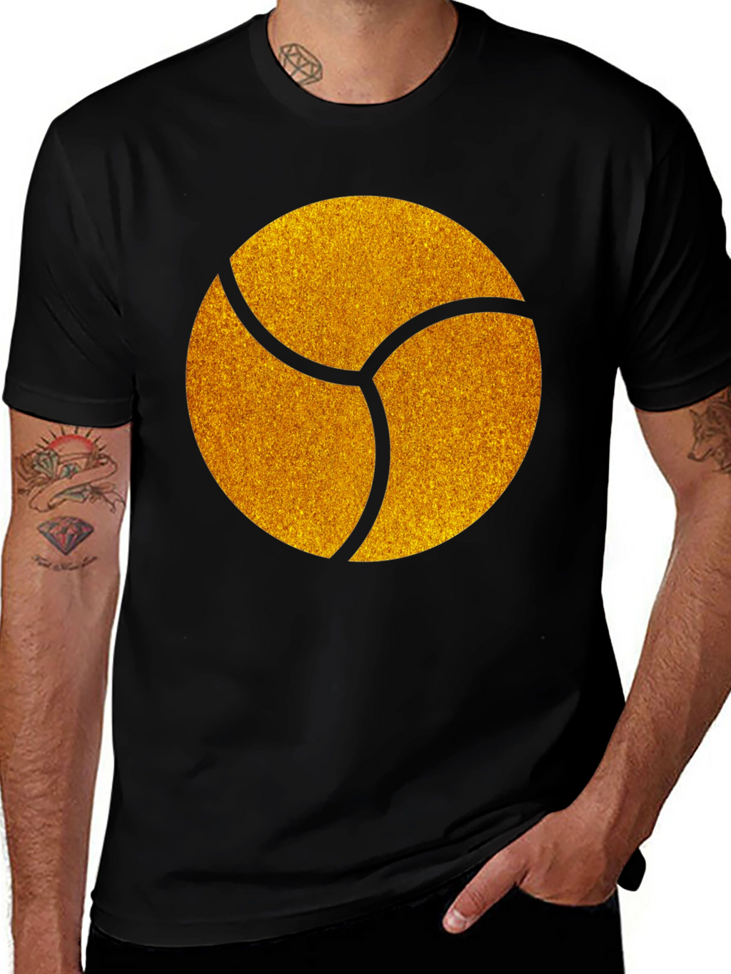 Graphic Tee - Gold Trefoil Design - Black