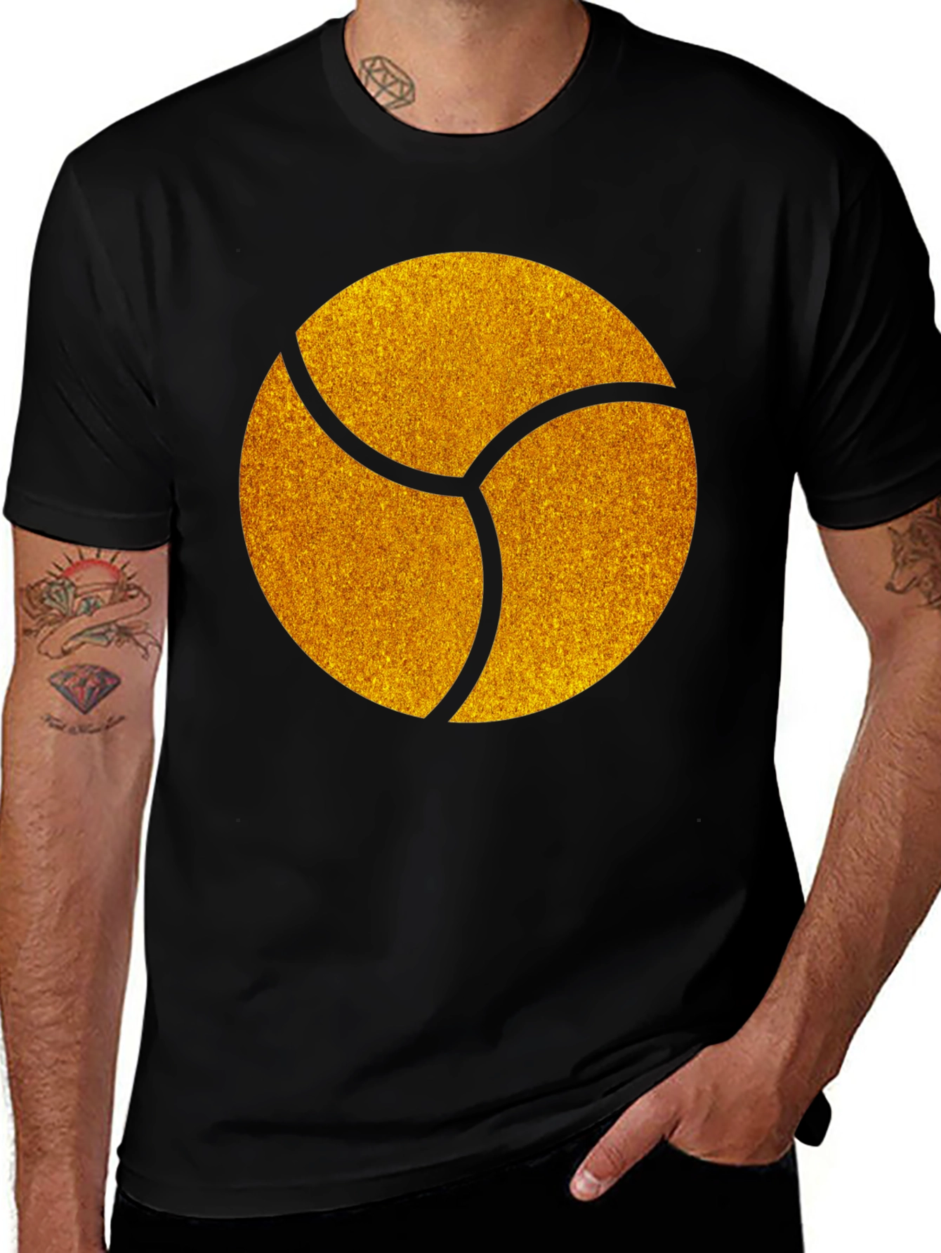 Graphic Tee - Gold Trefoil Design - Black