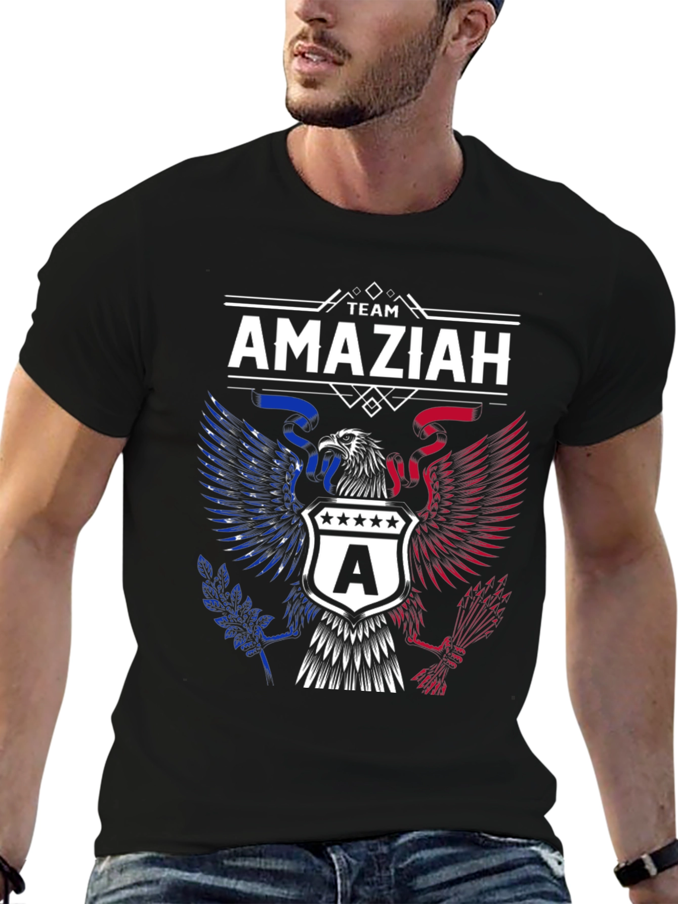 Team Amaziah T-Shirt | Patriotic Eagle Crest Design