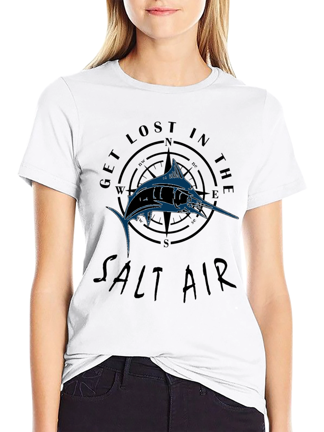 Get Lost in the Salt Air Black Graphic T-Shirt