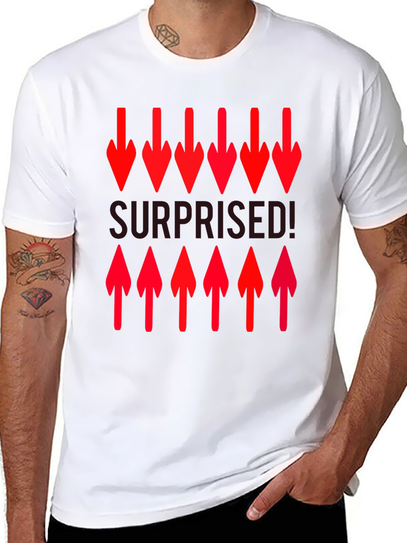 Surprised! Graphic Print Crew Neck T-Shirt