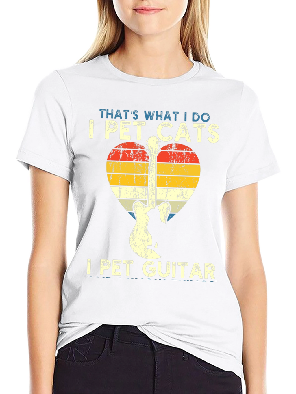 I Pet Cats & Guitar T-Shirt