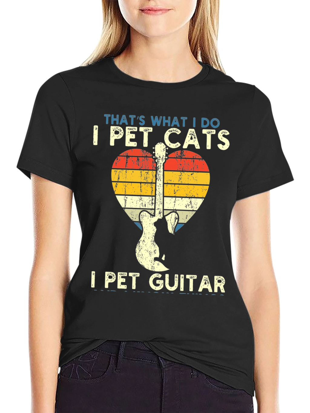 I Pet Cats & Guitar T-Shirt