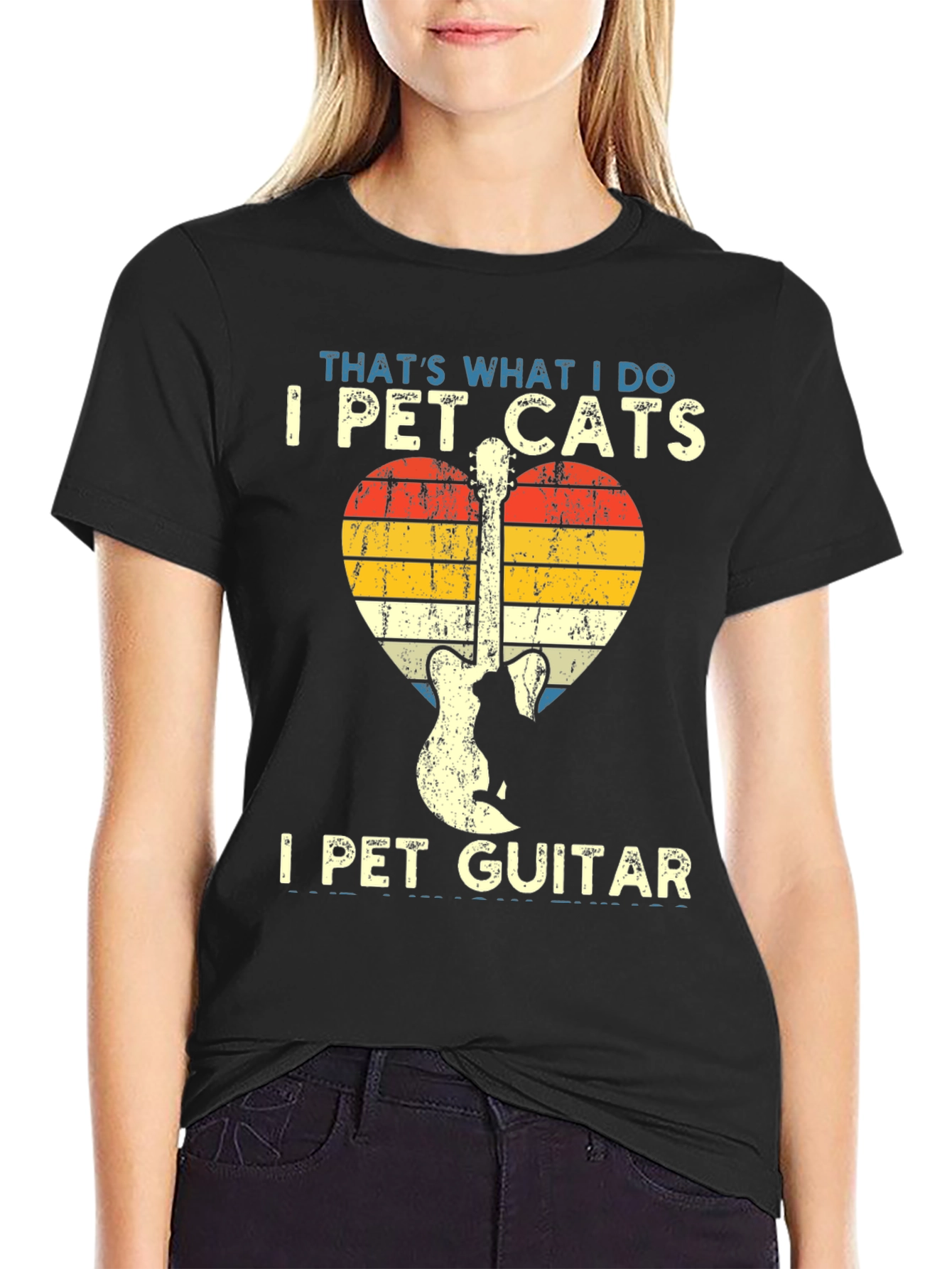 I Pet Cats & Guitar T-Shirt