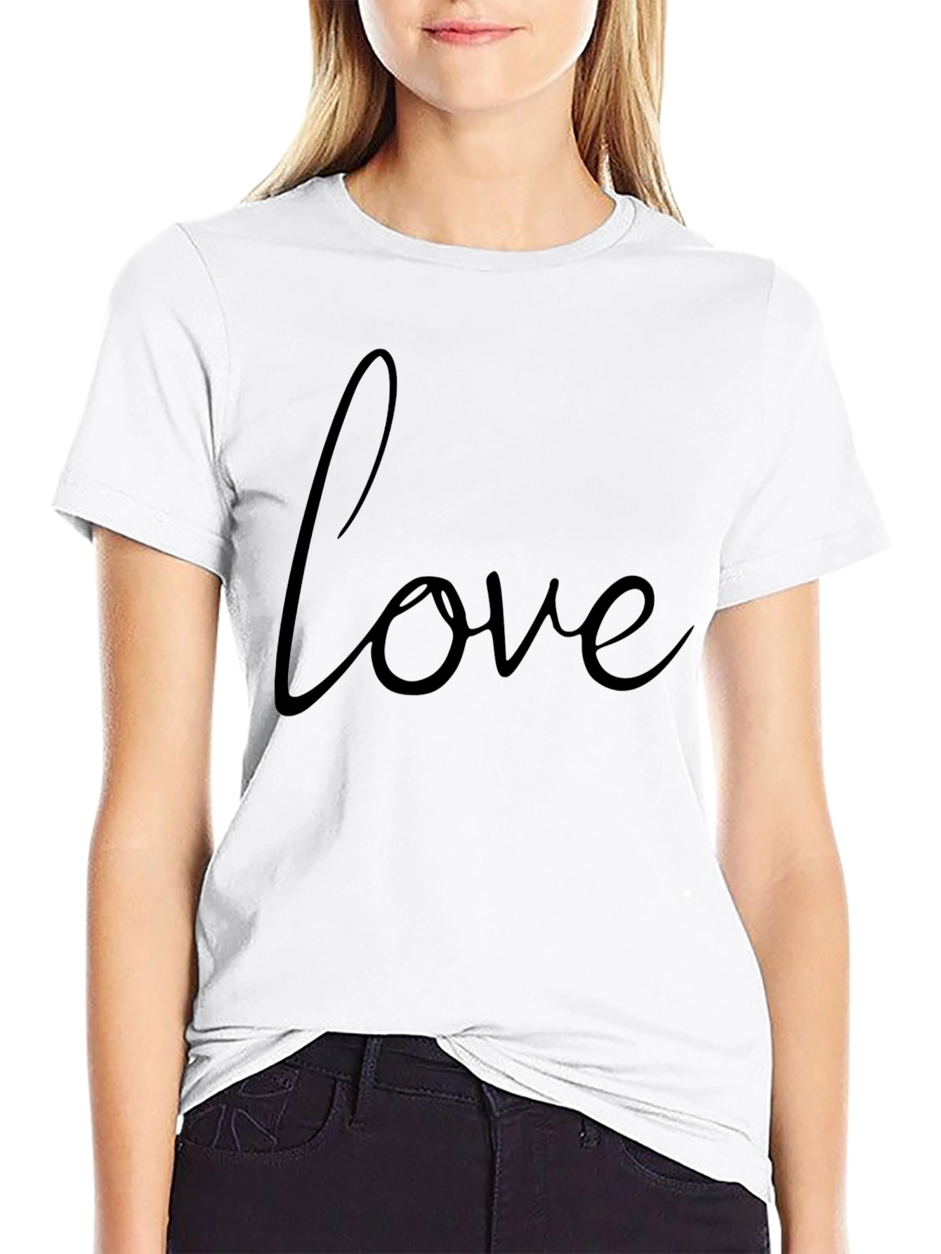 Love Script Black Graphic Tee Shirt