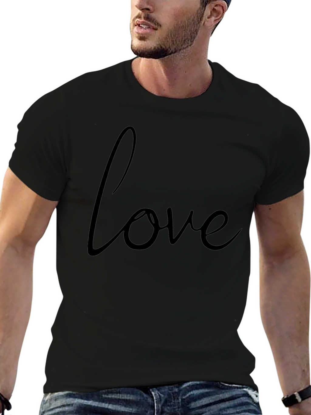 Love Script Black Graphic Tee Shirt