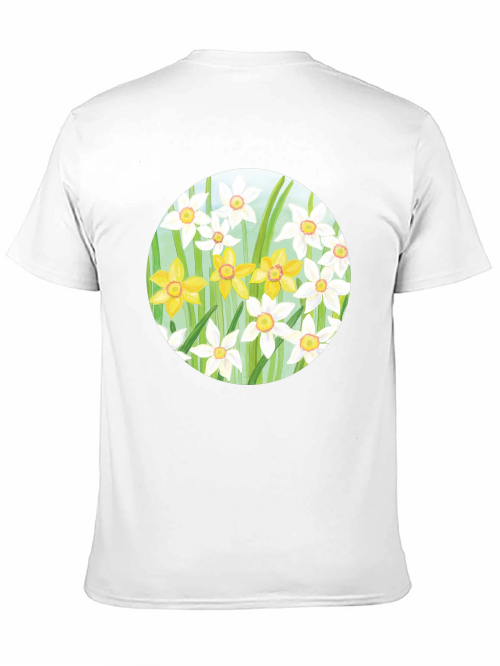 Floral Daffodil Print Black T-Shirt