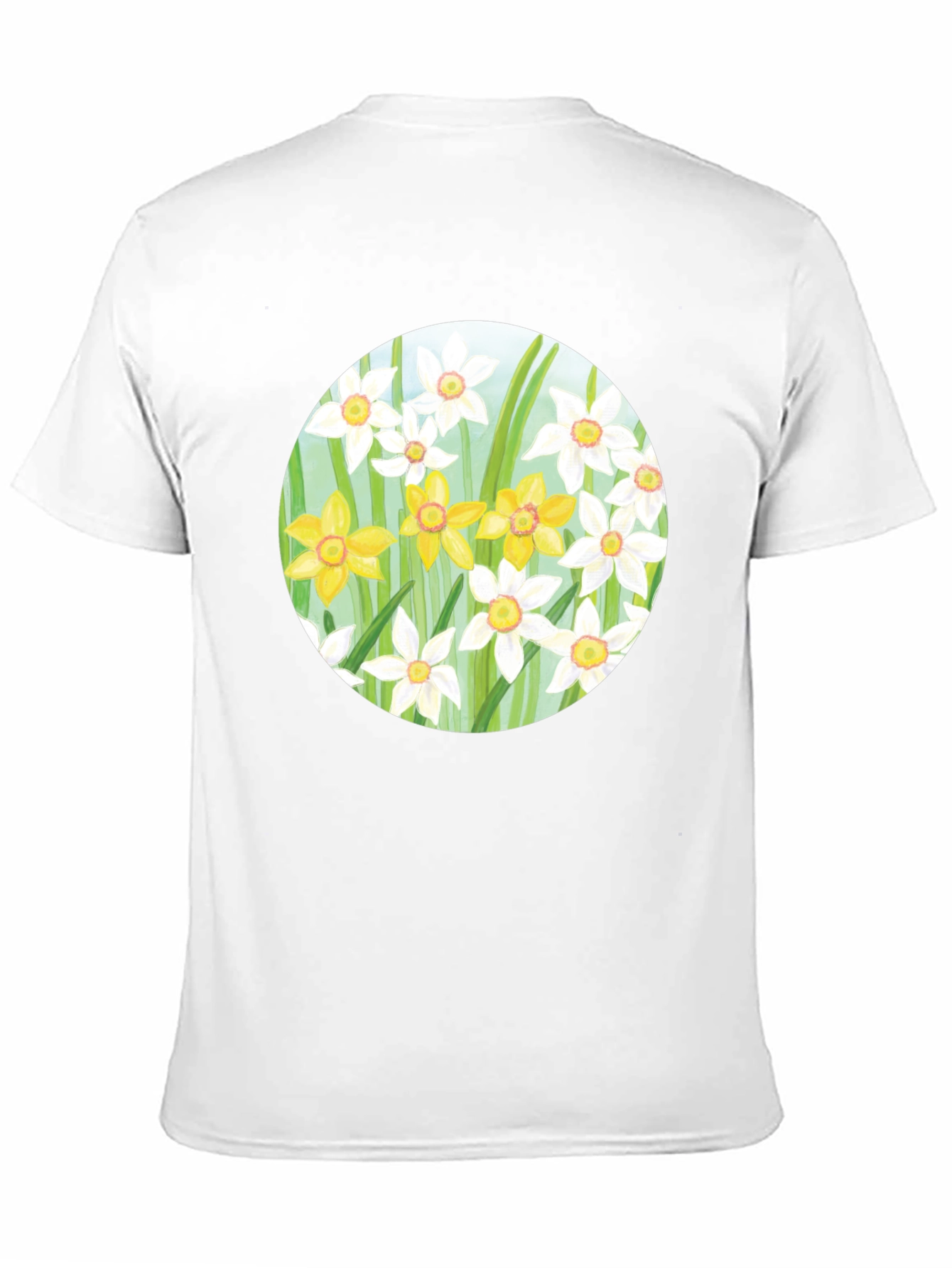 Floral Daffodil Print Black T-Shirt