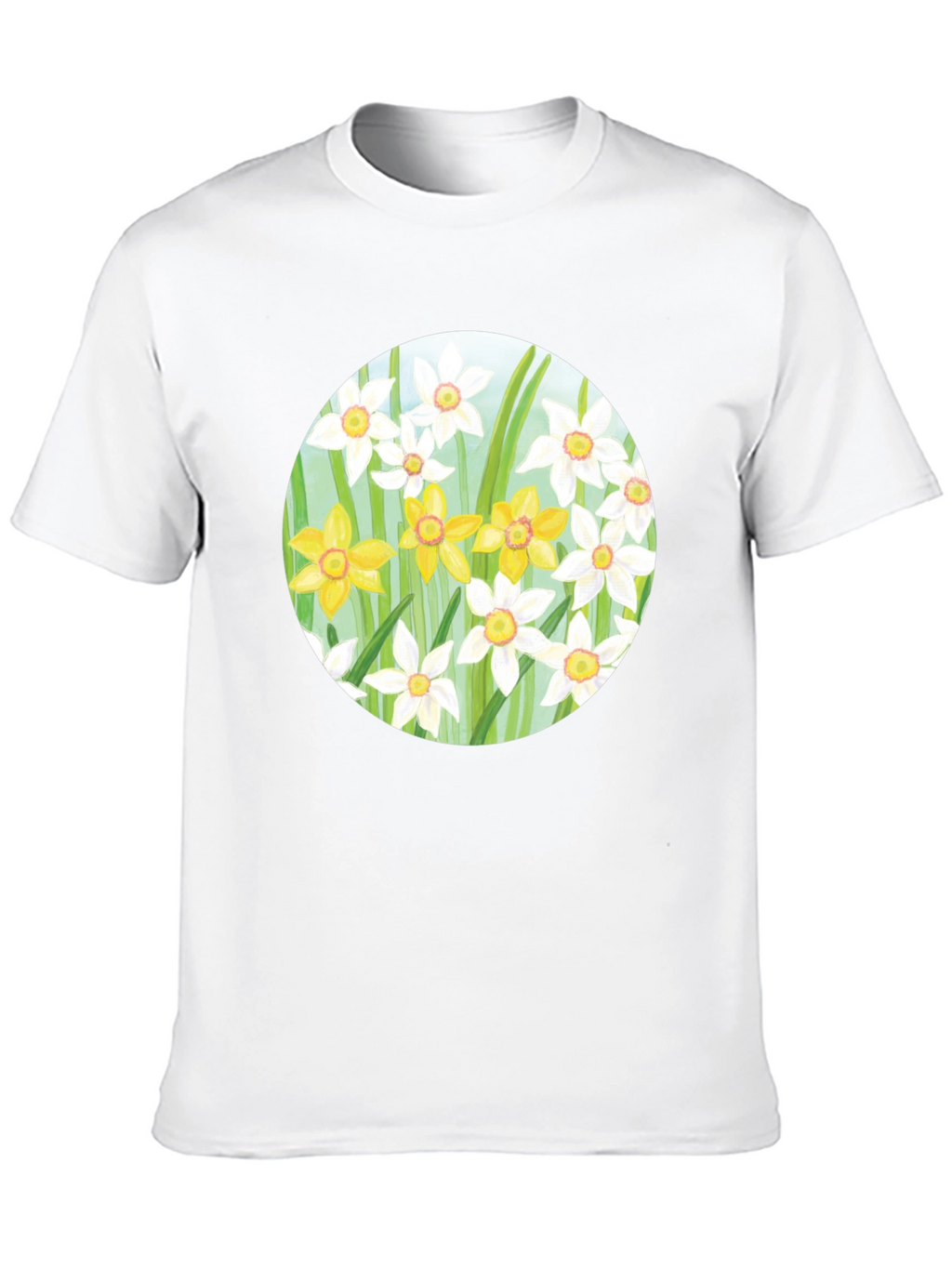 Floral Daffodil Print Black T-Shirt
