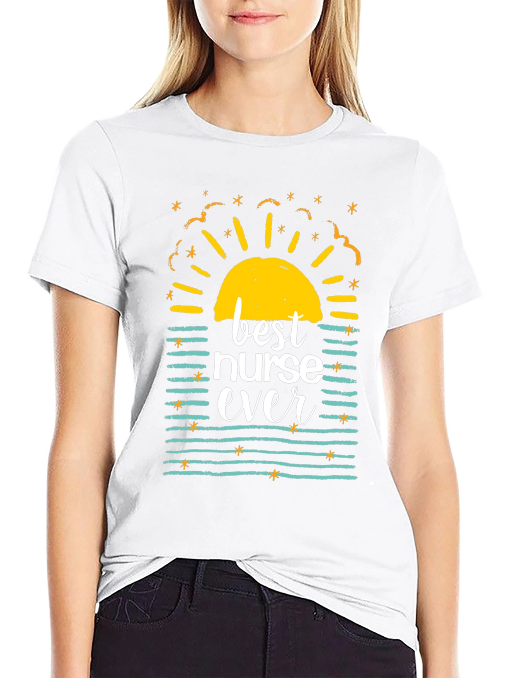 Best Nurse Ever Graphic T-Shirt - Black Casual Tee