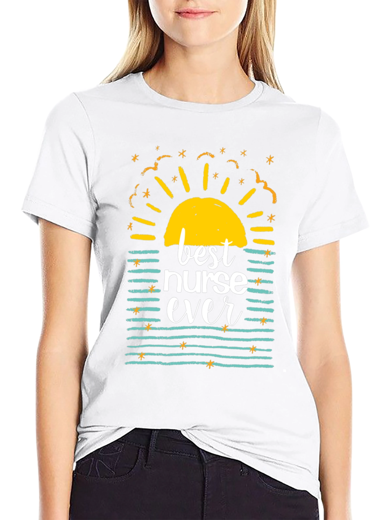 Best Nurse Ever Graphic T-Shirt - Black Casual Tee