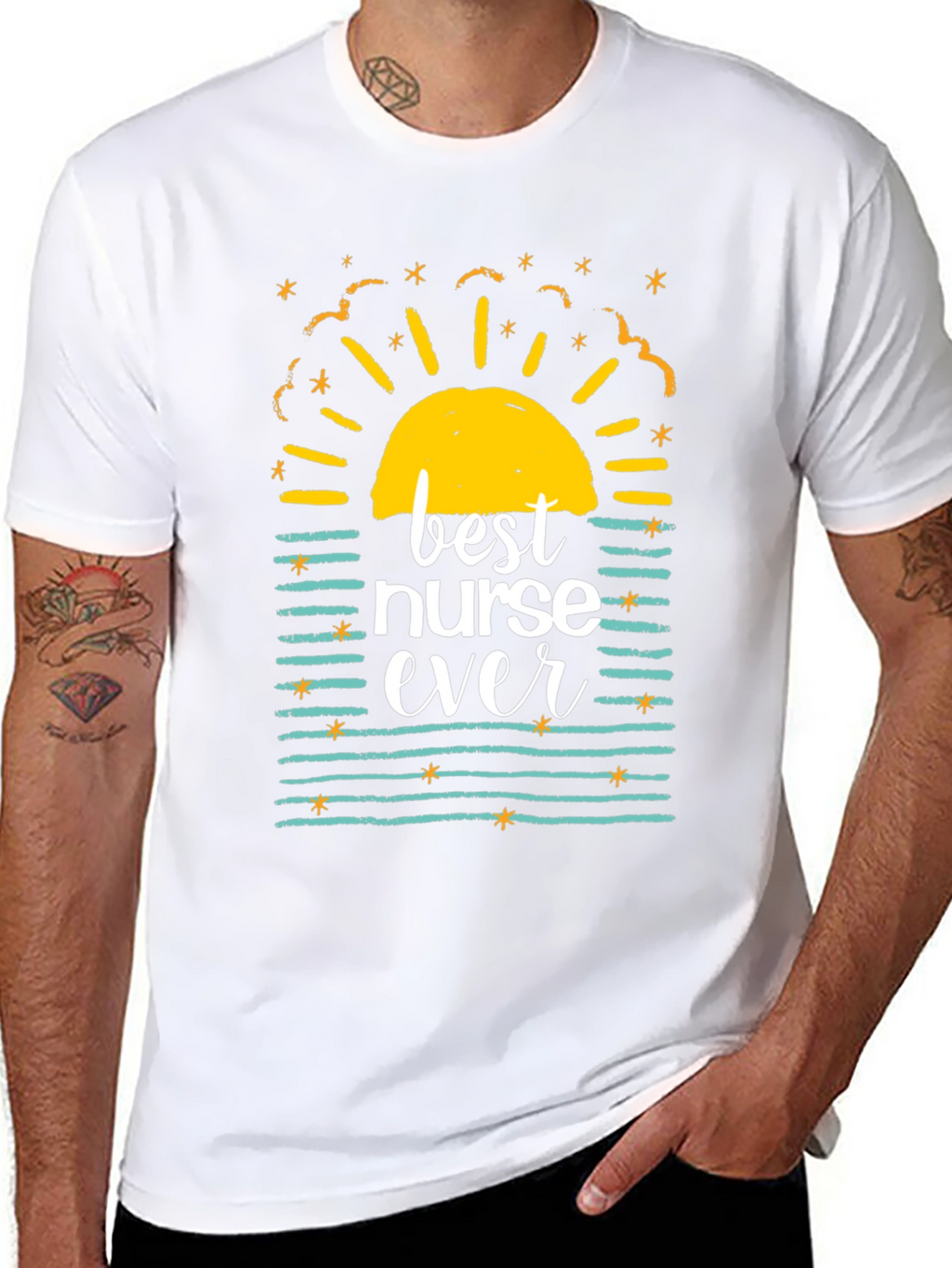 Best Nurse Ever Graphic T-Shirt - Black Casual Tee