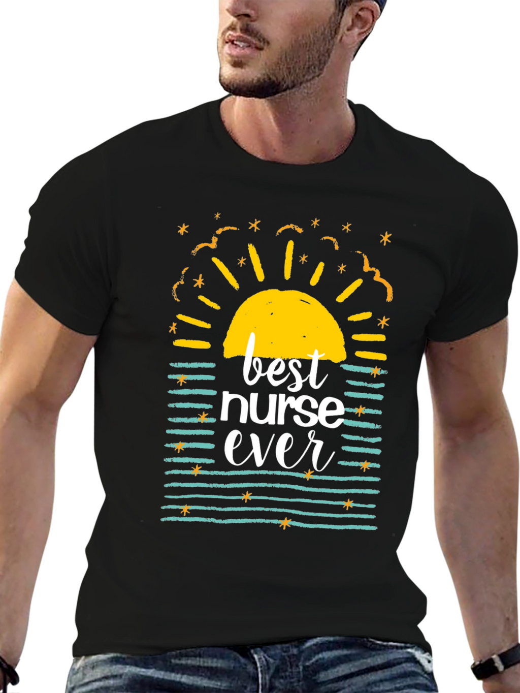 Best Nurse Ever Graphic T-Shirt - Black Casual Tee