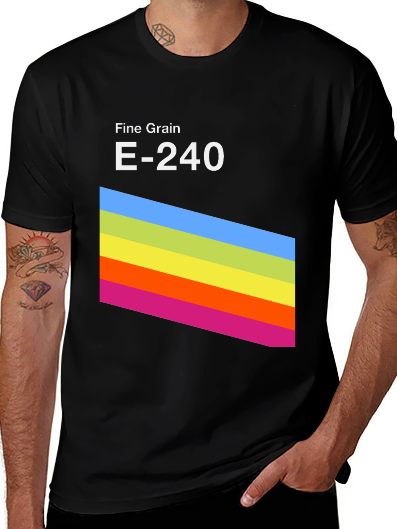 Retro Stripe Graphic Tee - Fine Grain E-240