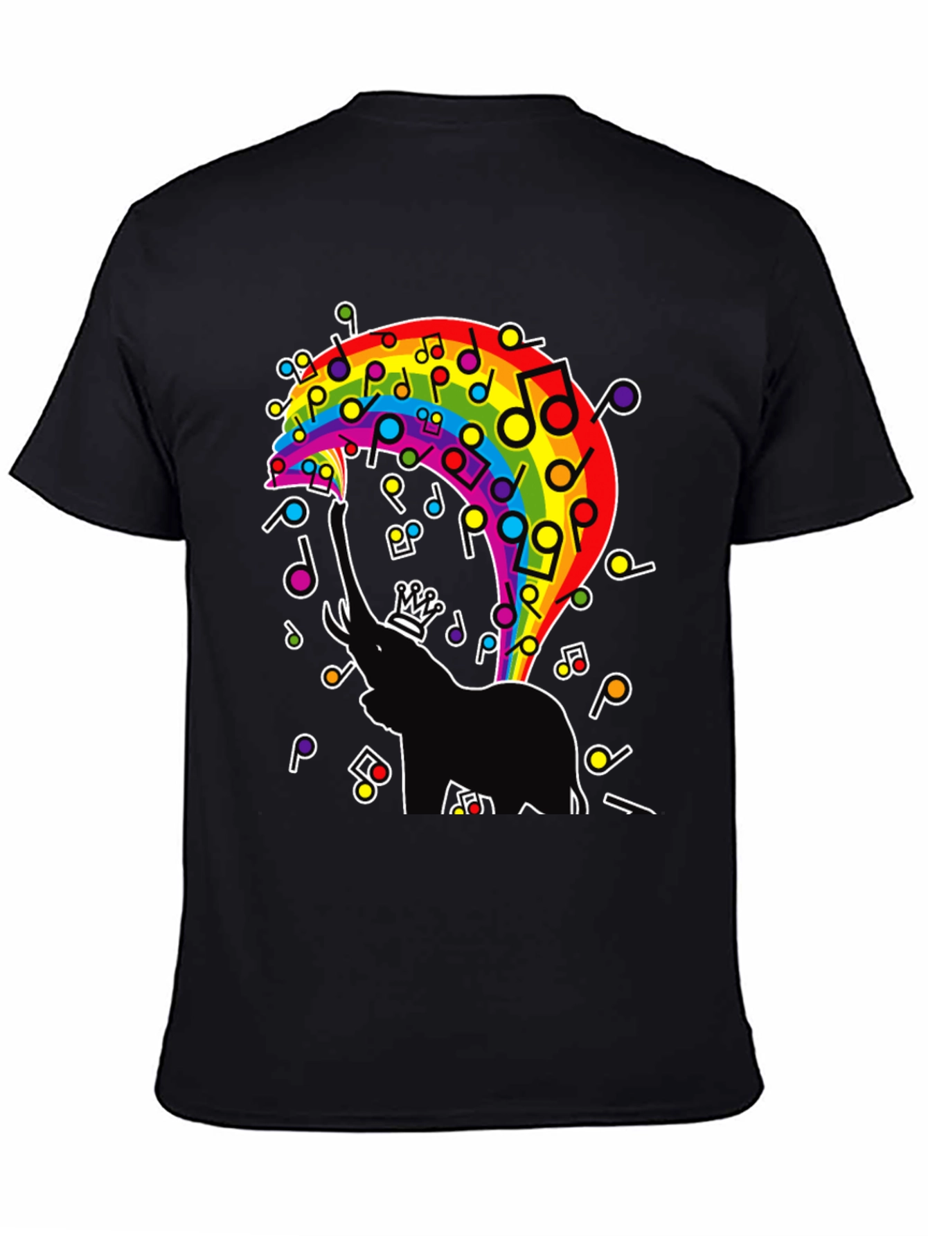 Rainbow Elephant Music Note Graphic Tee