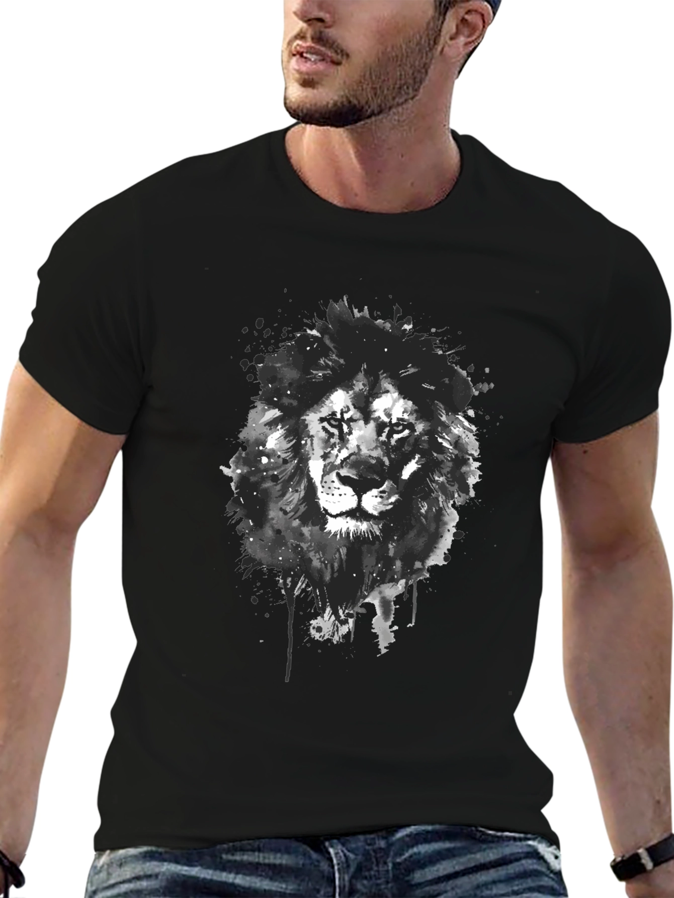 Lion Graphic Print T-Shirt - Modern Style