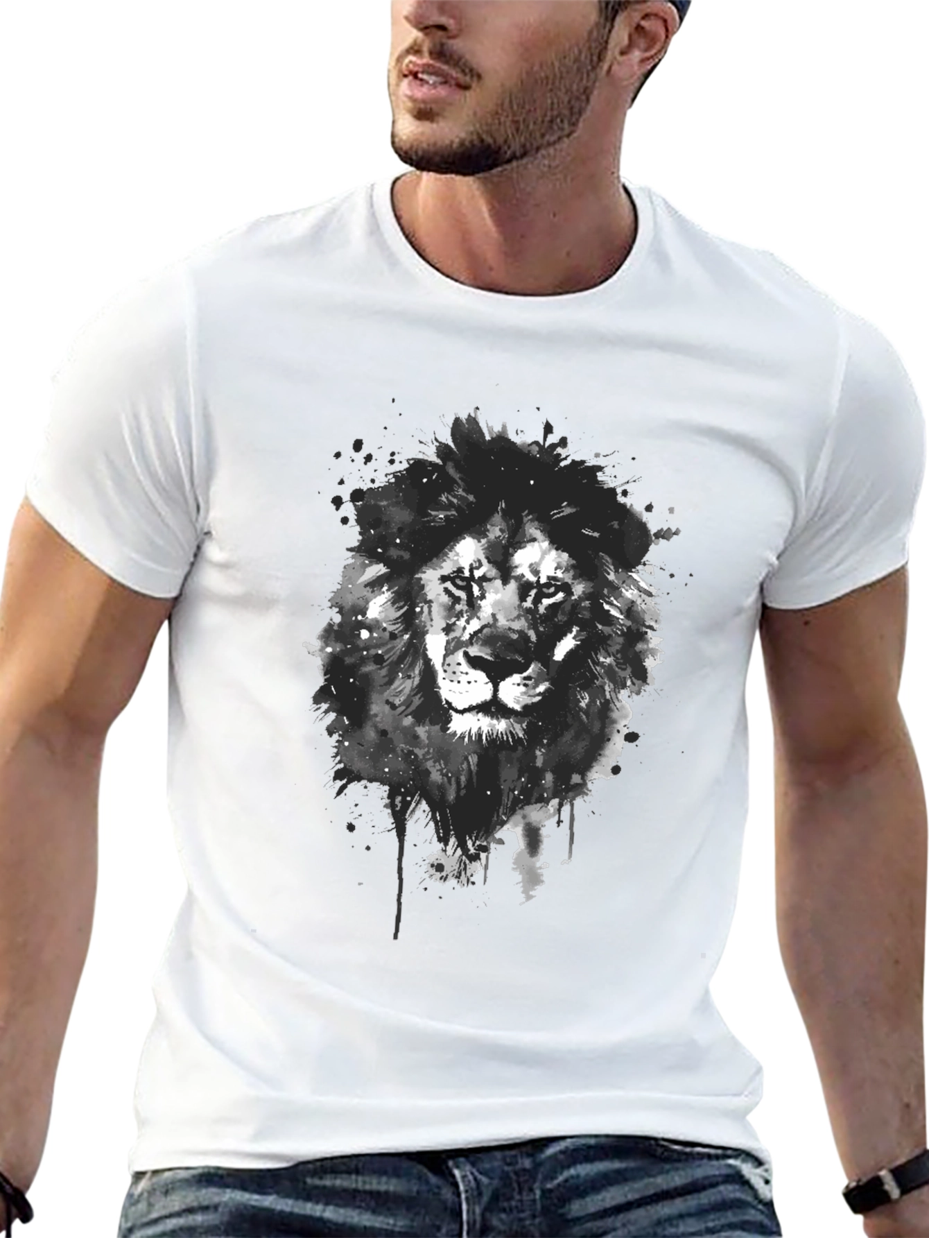 Lion Graphic Print T-Shirt - Modern Style