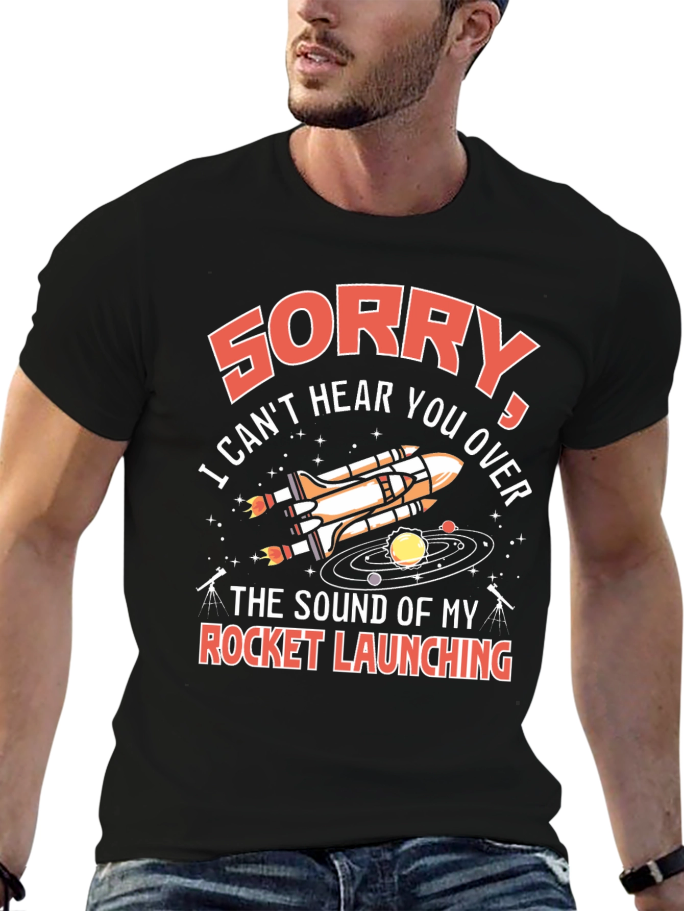 Rocket Launching Graphic T-Shirt - Space Humor Tee