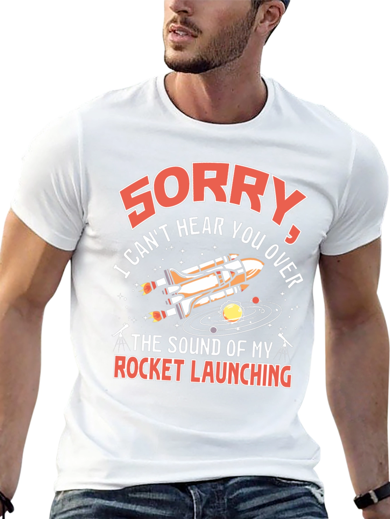 Rocket Launching Graphic T-Shirt - Space Humor Tee