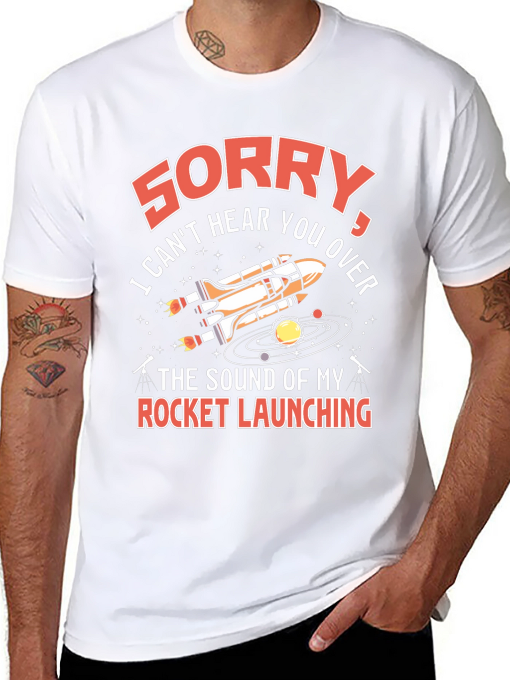 Rocket Launching Graphic T-Shirt - Space Humor Tee