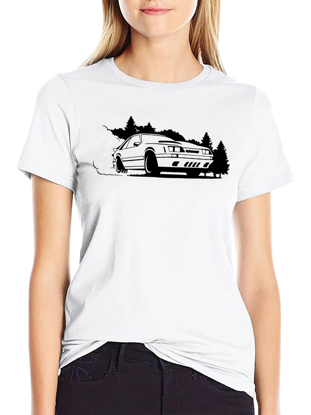 Black Car Silhouette Graphic Tee - Automotive Enthusiast Shirt