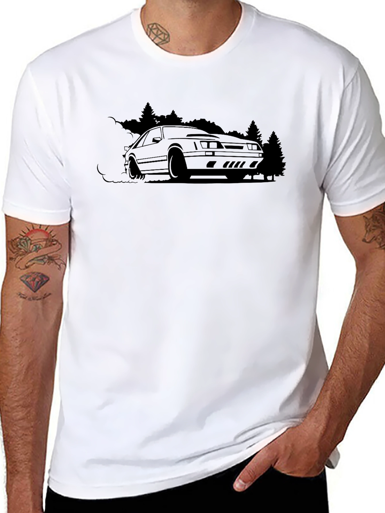 Black Car Silhouette Graphic Tee - Automotive Enthusiast Shirt