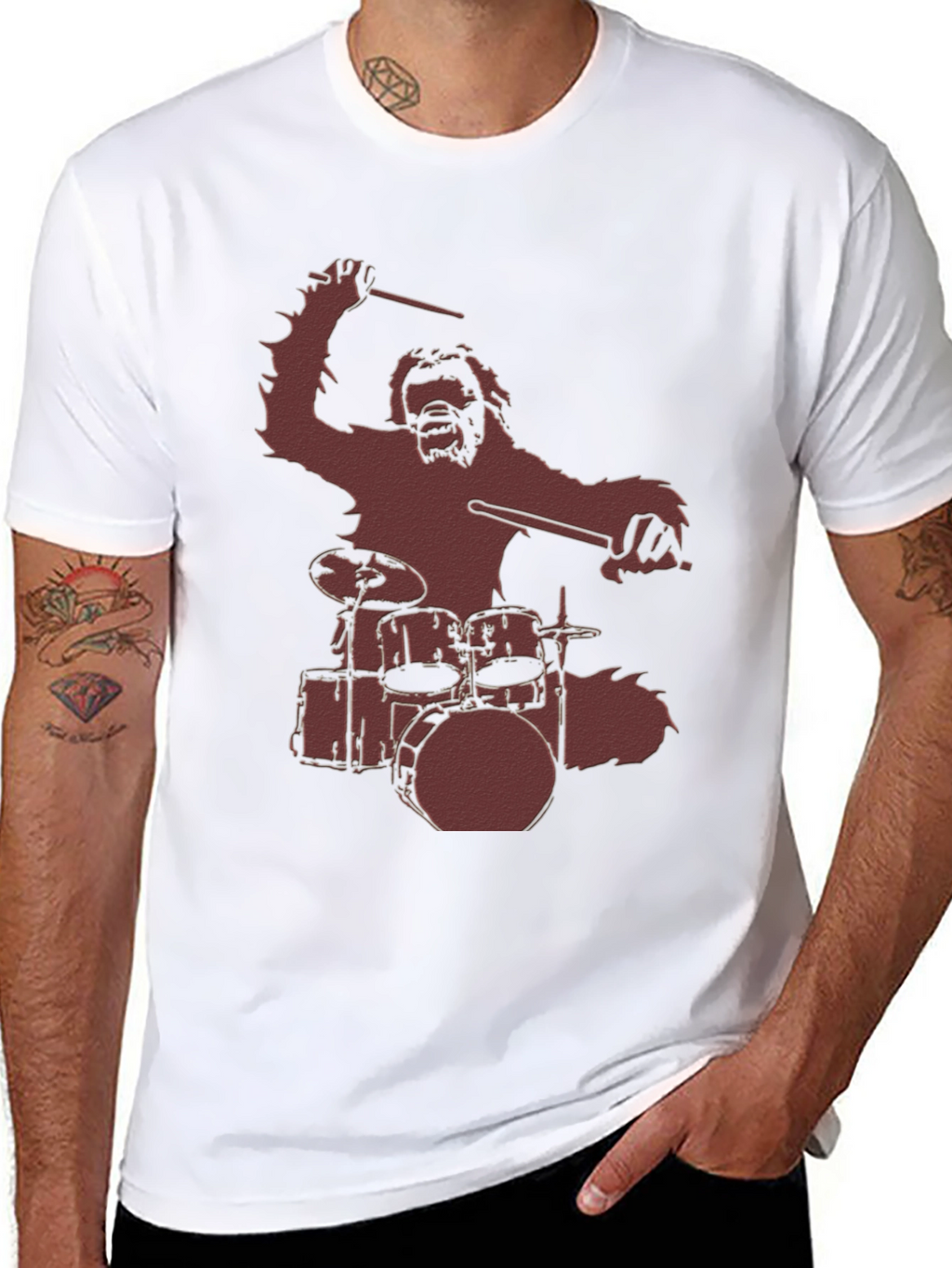 Sasquatch Drummer Graphic T-Shirt - Black