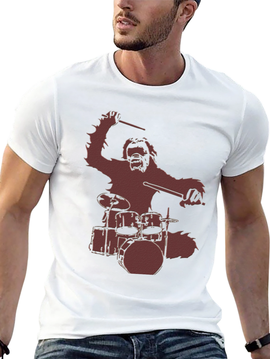 Sasquatch Drummer Graphic T-Shirt - Black