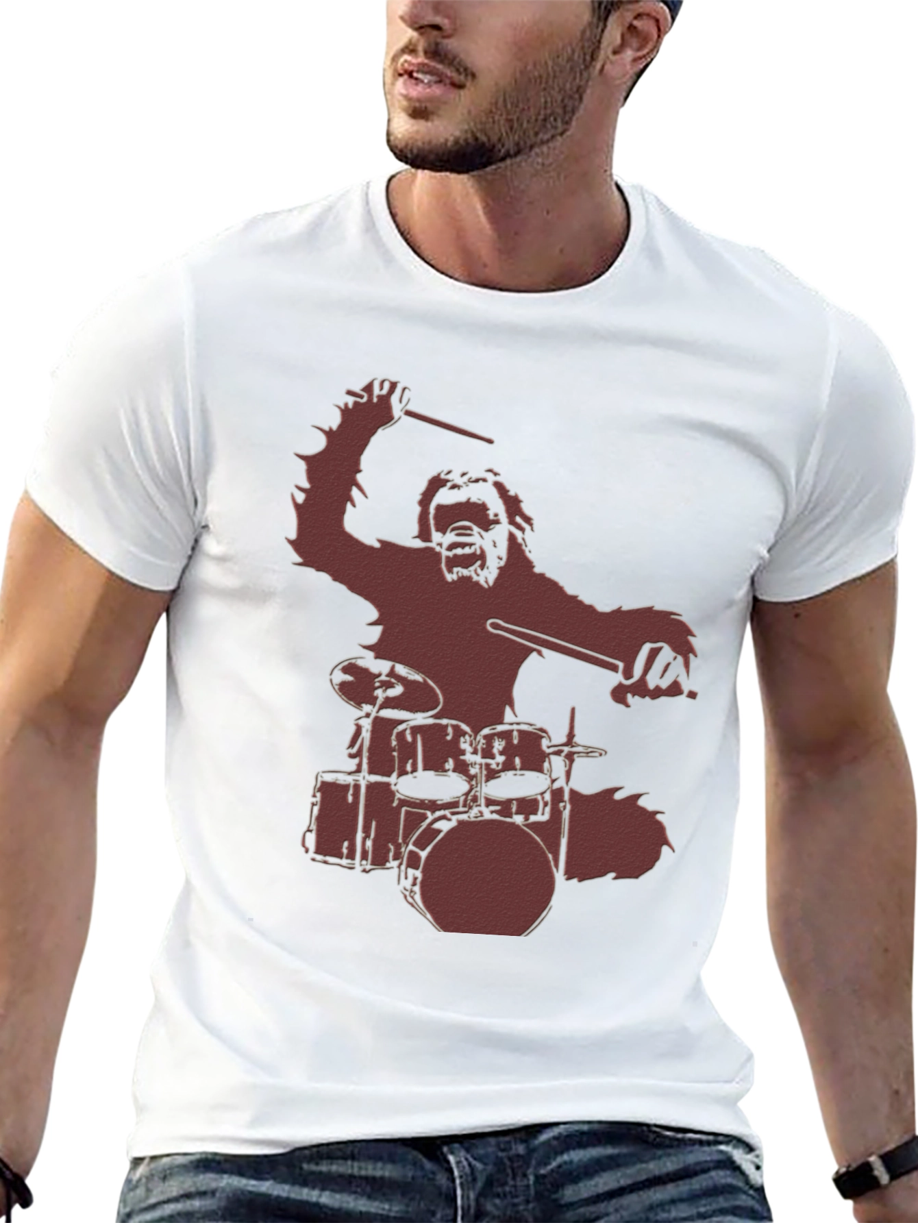 Sasquatch Drummer Graphic T-Shirt - Black