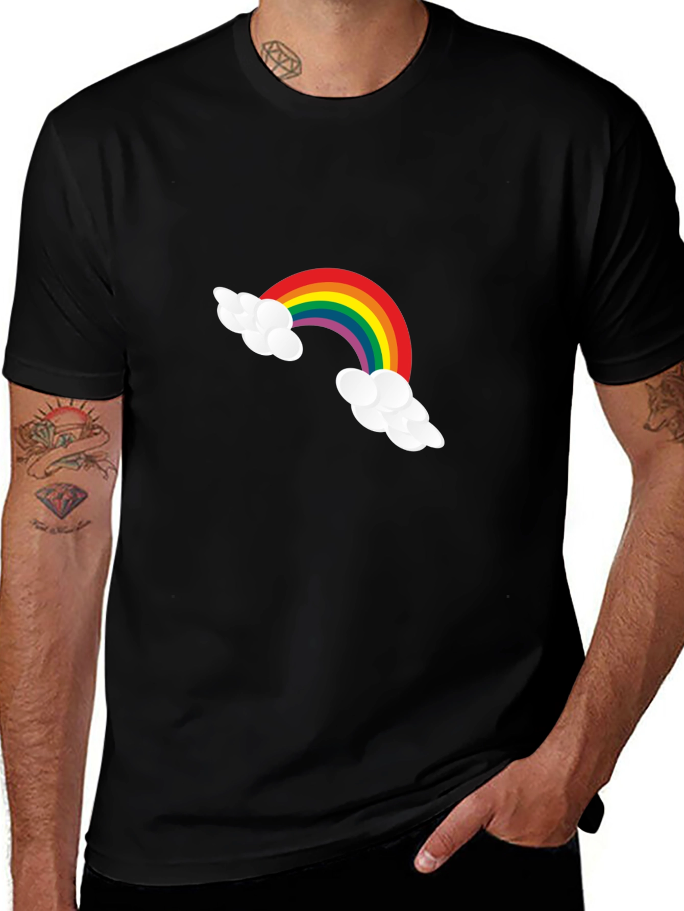 Rainbow Cloud Graphic Tee - Casual Comfort