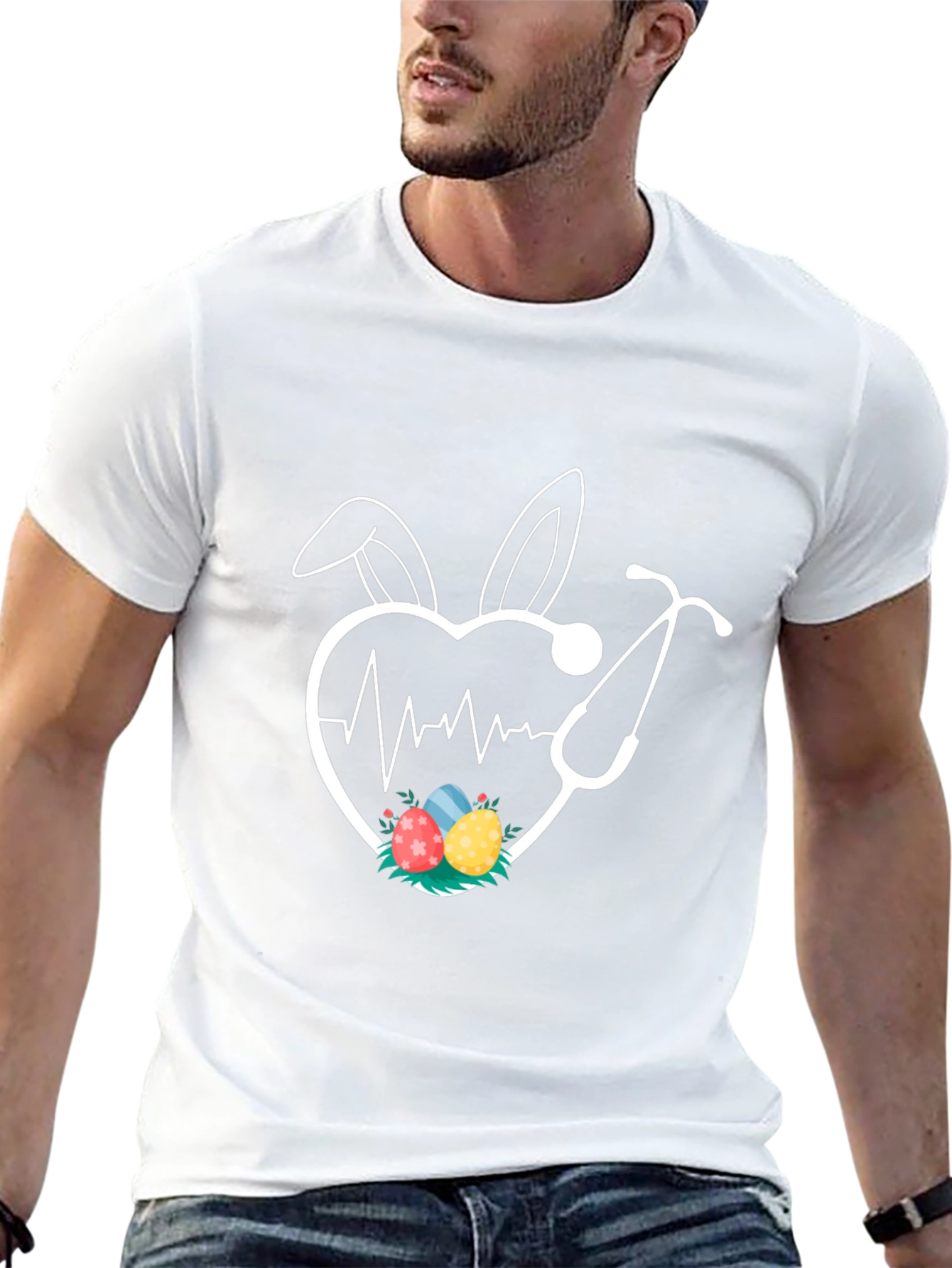 Easter Nurse Heartbeat Bunny Ears T-Shirt