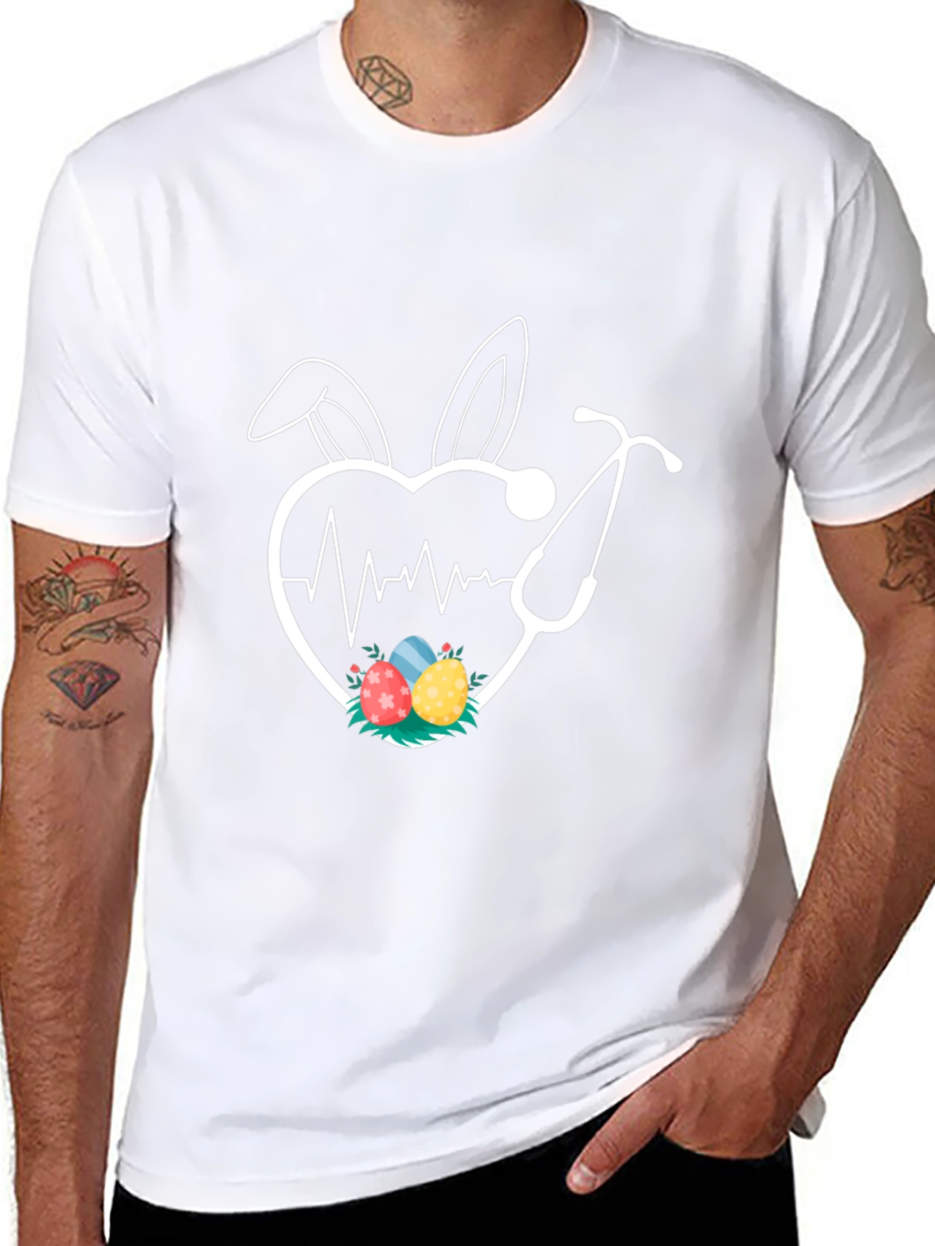 Easter Nurse Heartbeat Bunny Ears T-Shirt