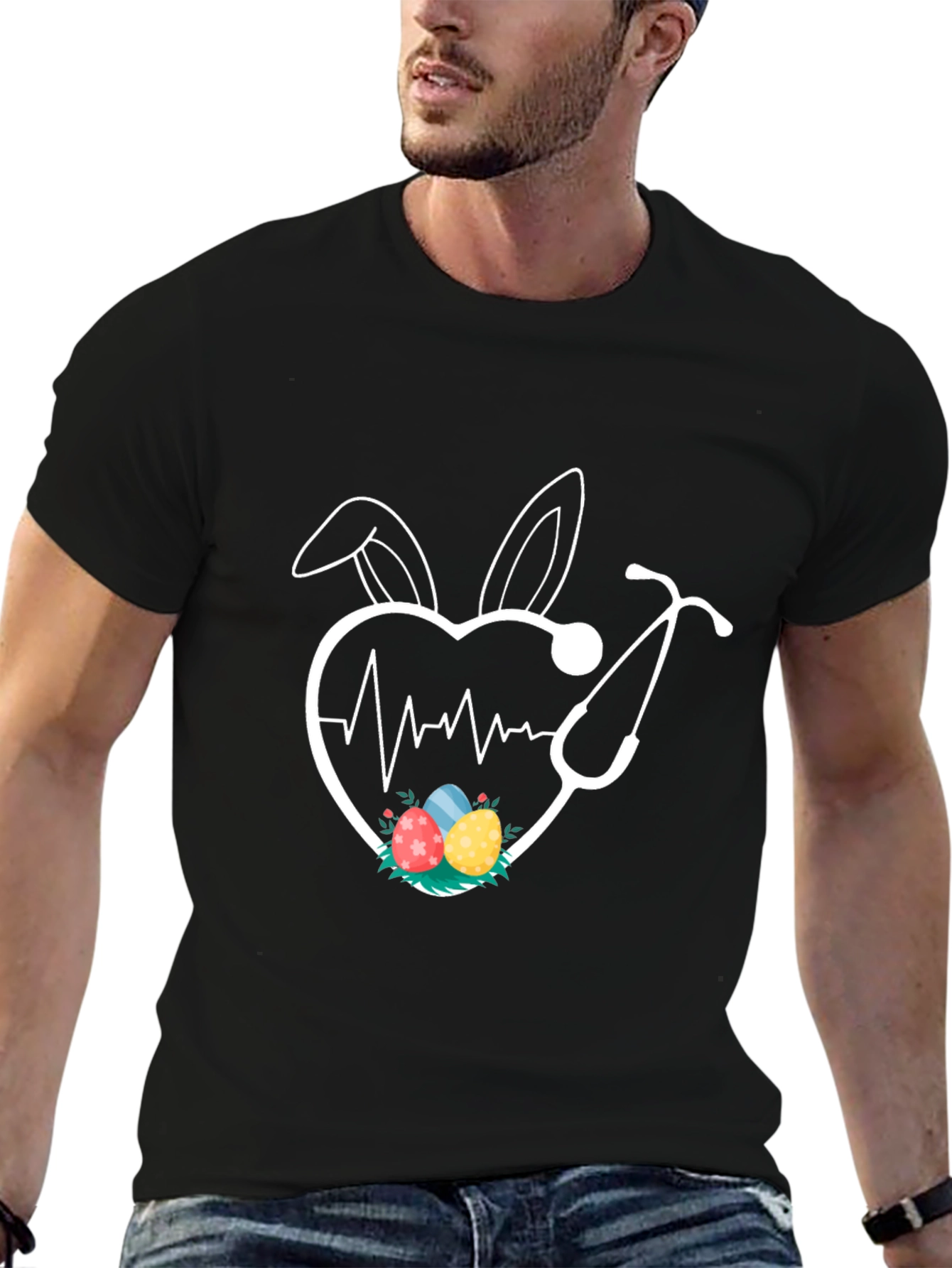 Easter Nurse Heartbeat Bunny Ears T-Shirt